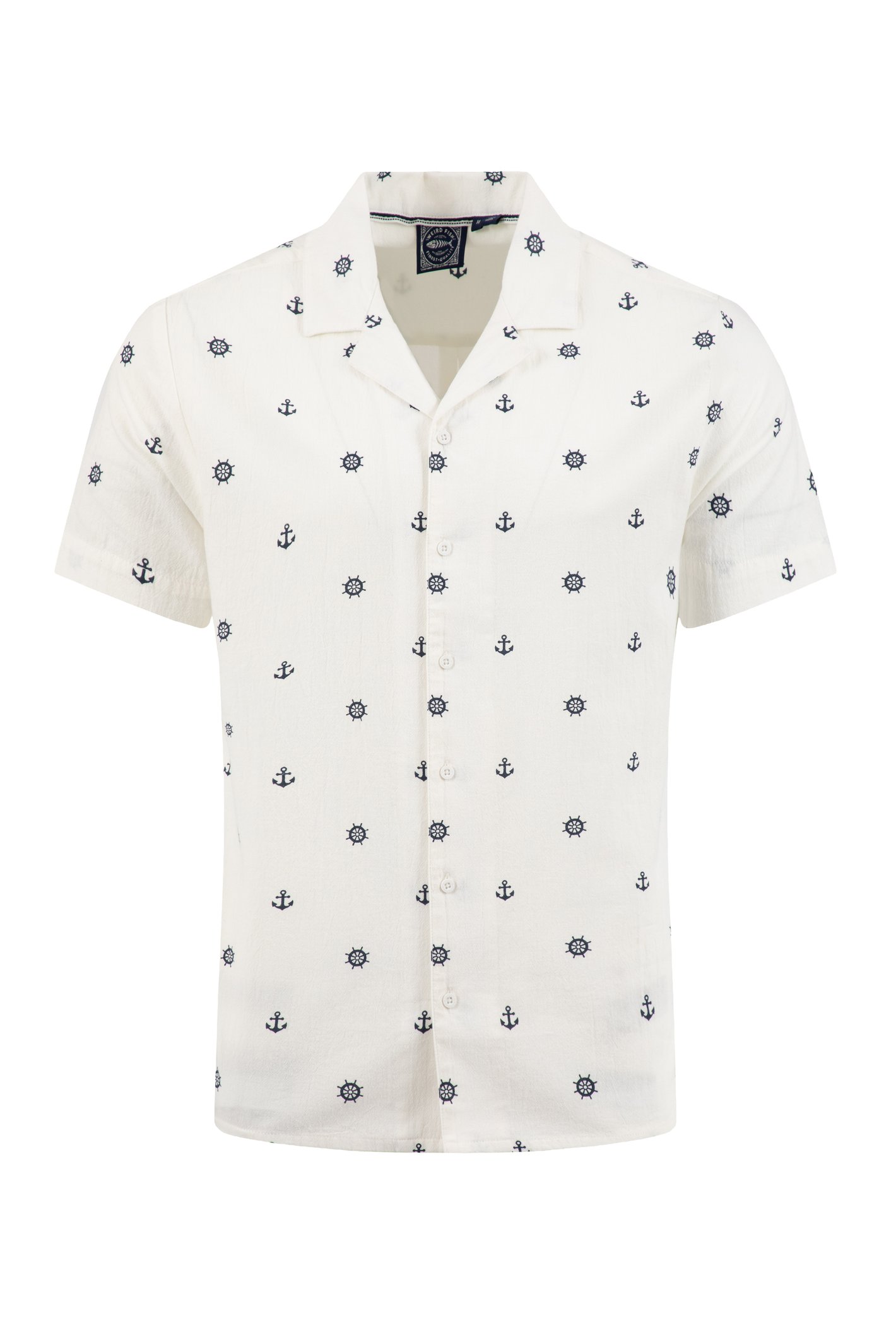 Weird Fish Hugh Printed Shirt Dusty White Size M