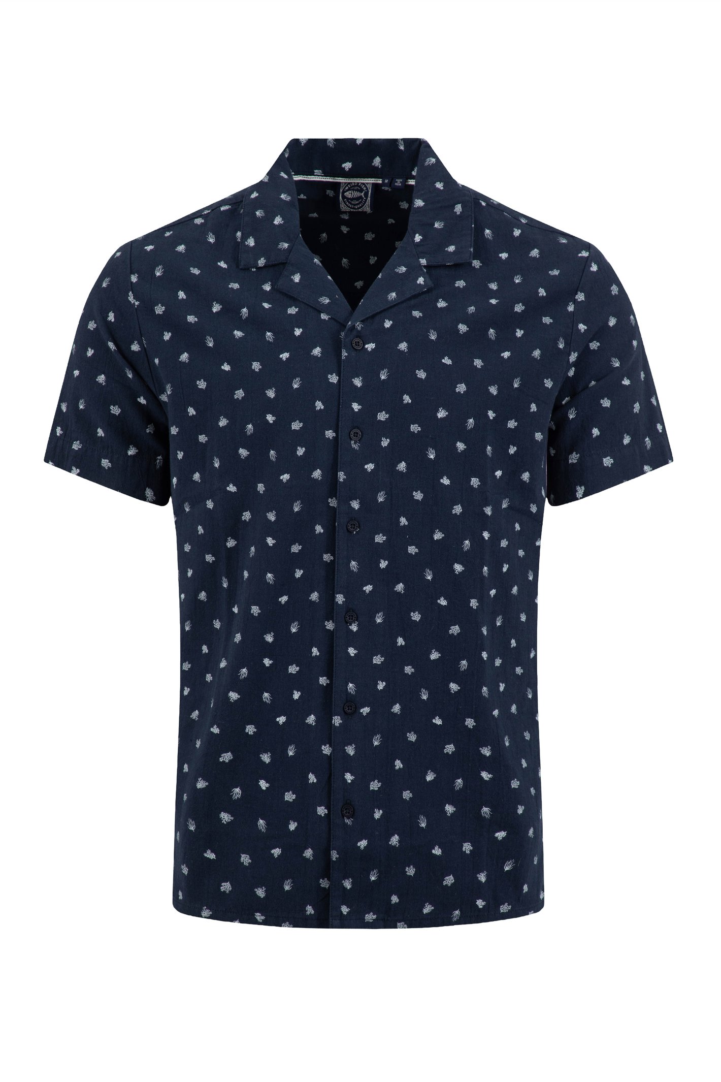 Weird Fish Hugh Printed Shirt Rich Navy Size 2XL