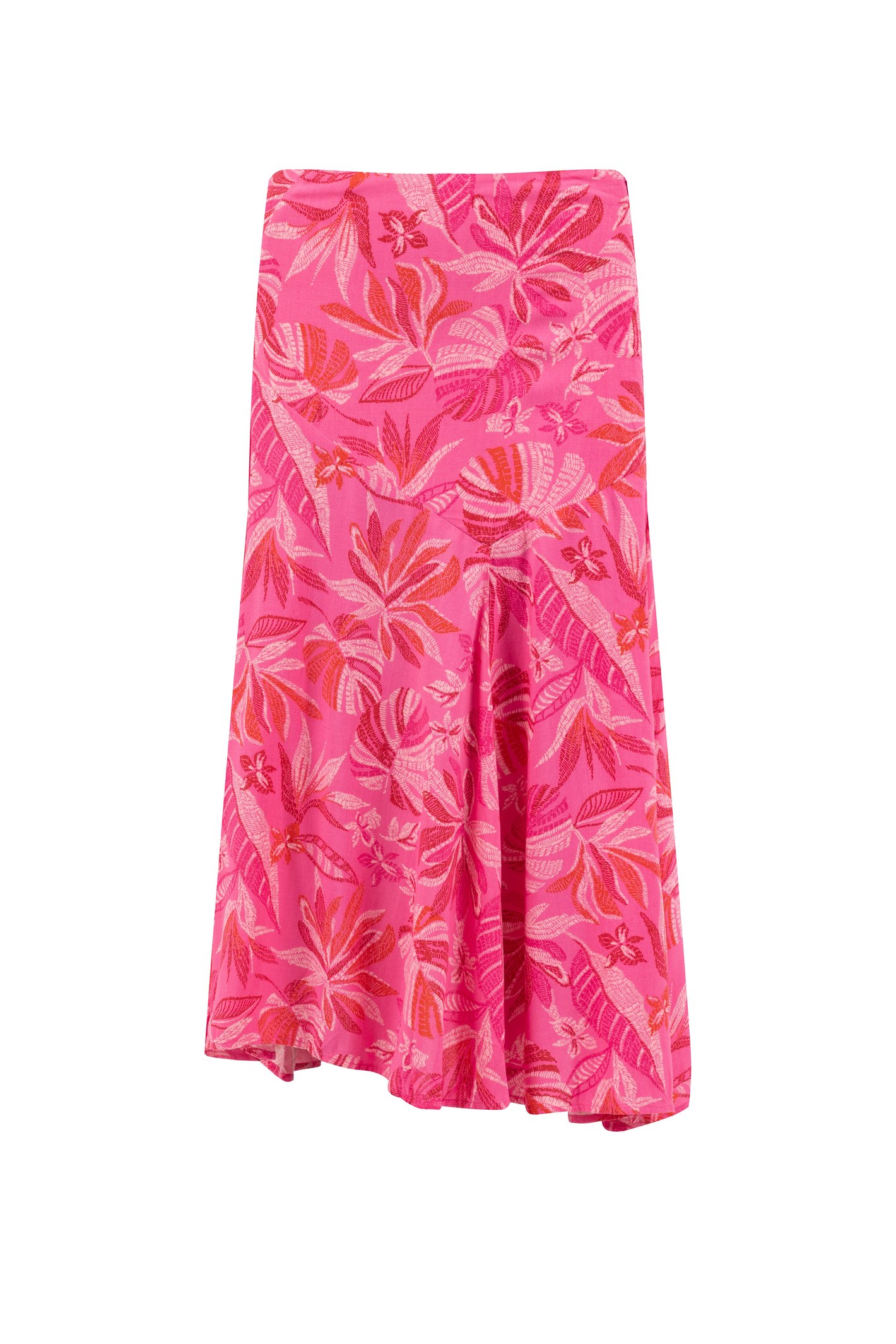 Weird Fish Weird Fish Cresento Printed Asymmetric Slit Skirt Hot Pink