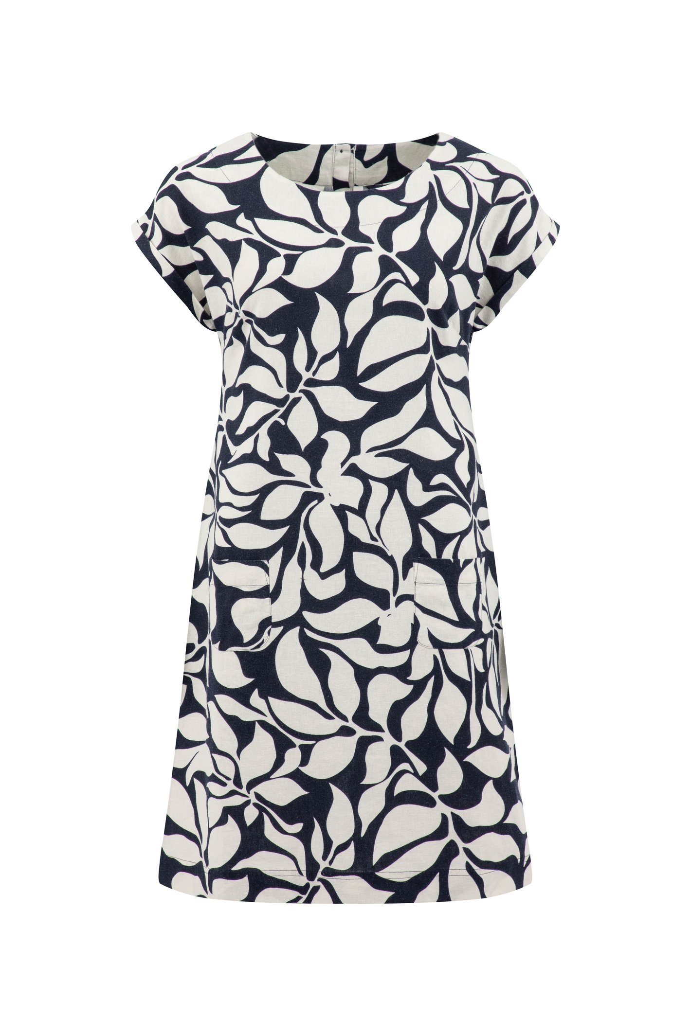 Weird Fish Tampa Printed Linen Rich Dress Midnight Ink Size 14
