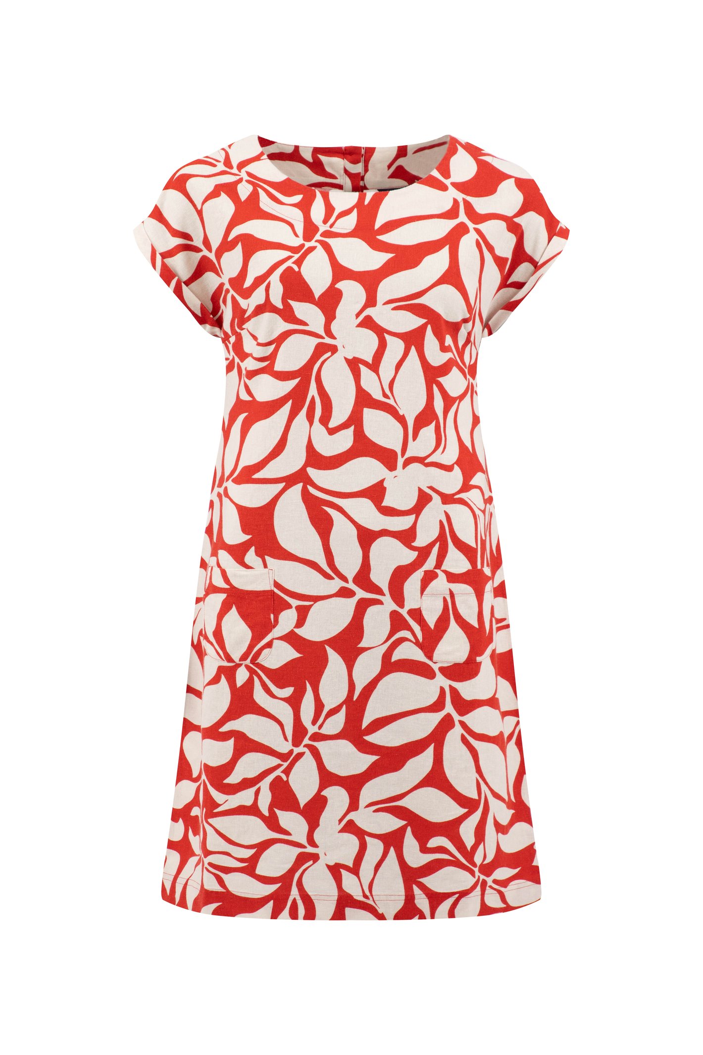 Weird Fish Tampa Printed Linen Rich Dress Red Size 8