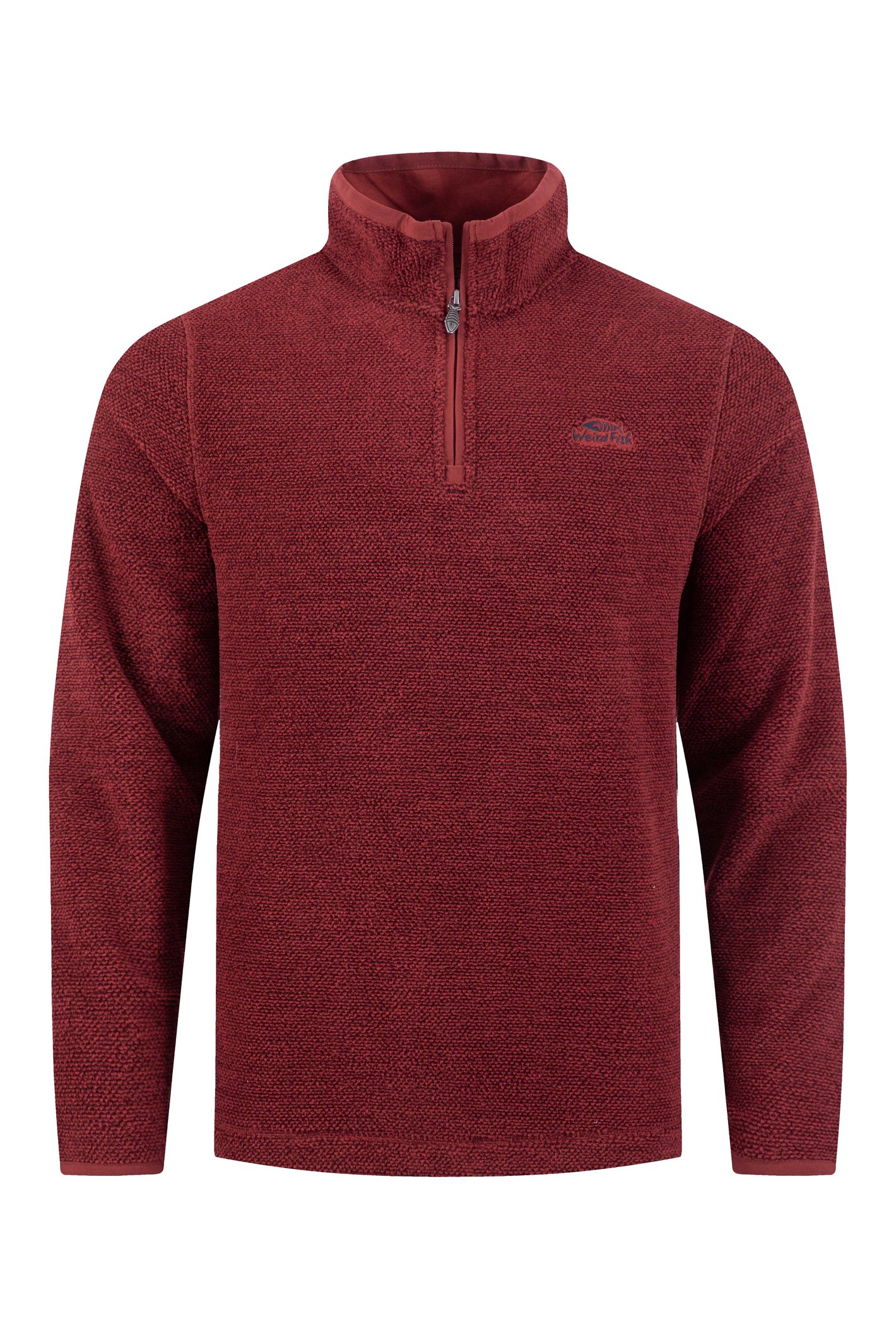 Weird Fish Weird Fish Errill 1/4 Zip Textured Fleece Barn Red