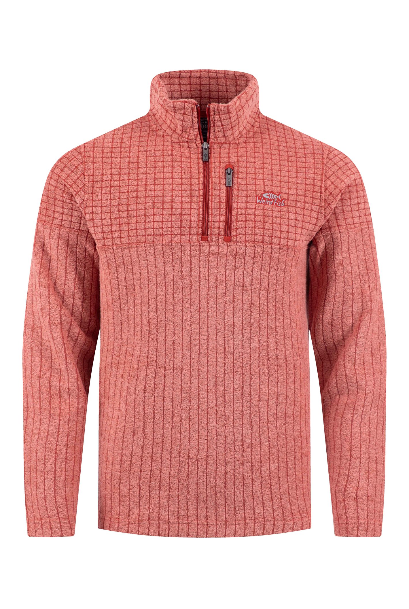 Weird Fish Longmont 1/4 Zip Stripe Grid Fleece Nut Size 3XL