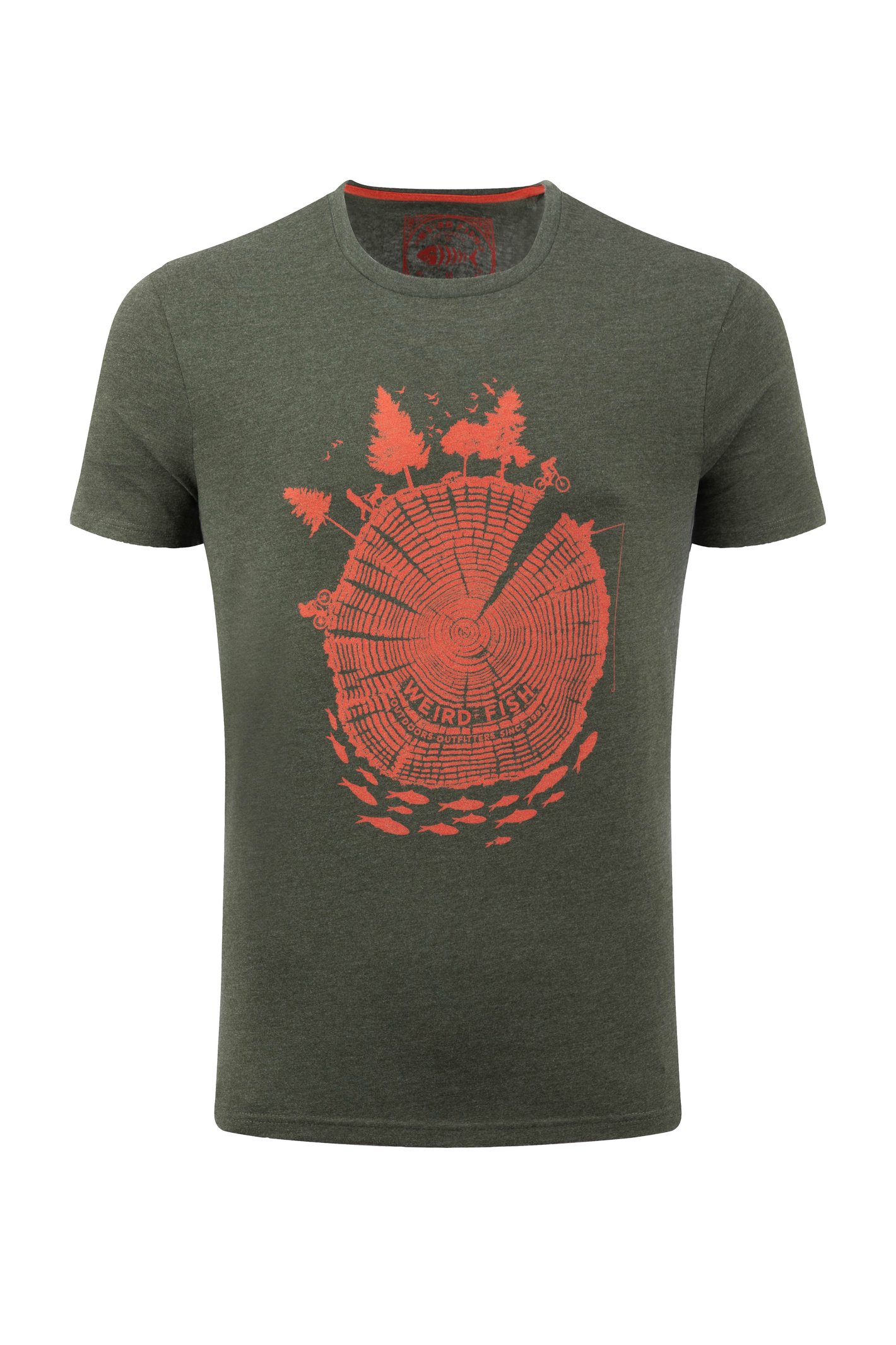 Weird Fish Woodsman Front Print Graphic T-Shirt Fir Green Size L