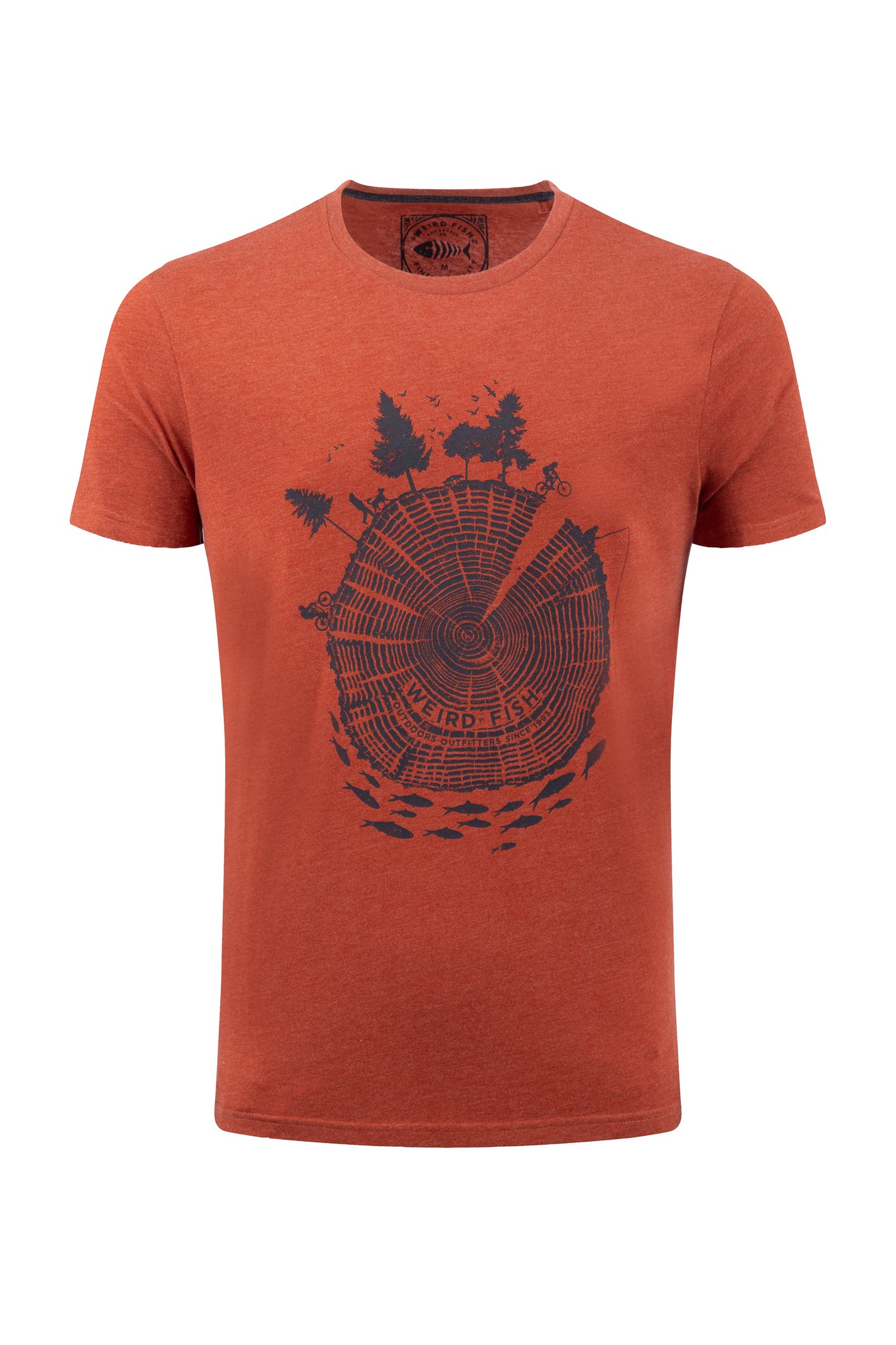 Weird Fish Woodsman Front Print Graphic T-Shirt Maple Brown Size 5XL