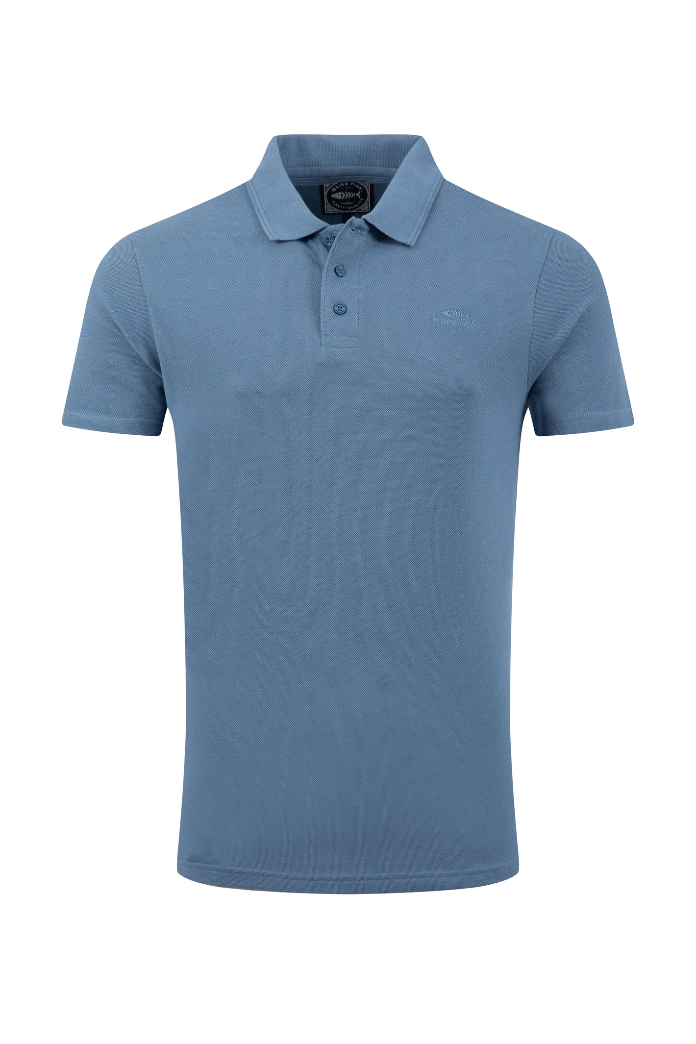 Weird Fish Giles Pique Polo Shirt Mid Blue Size M