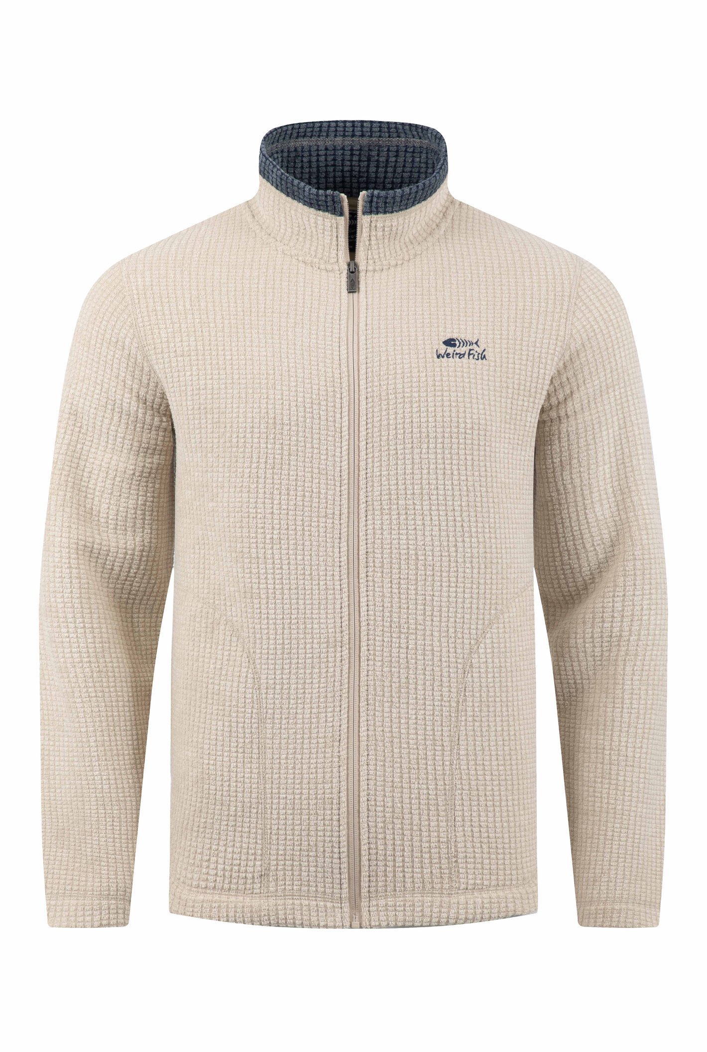 Weird Fish Shires Full Zip Grid Fleece Ecru Size 4XL