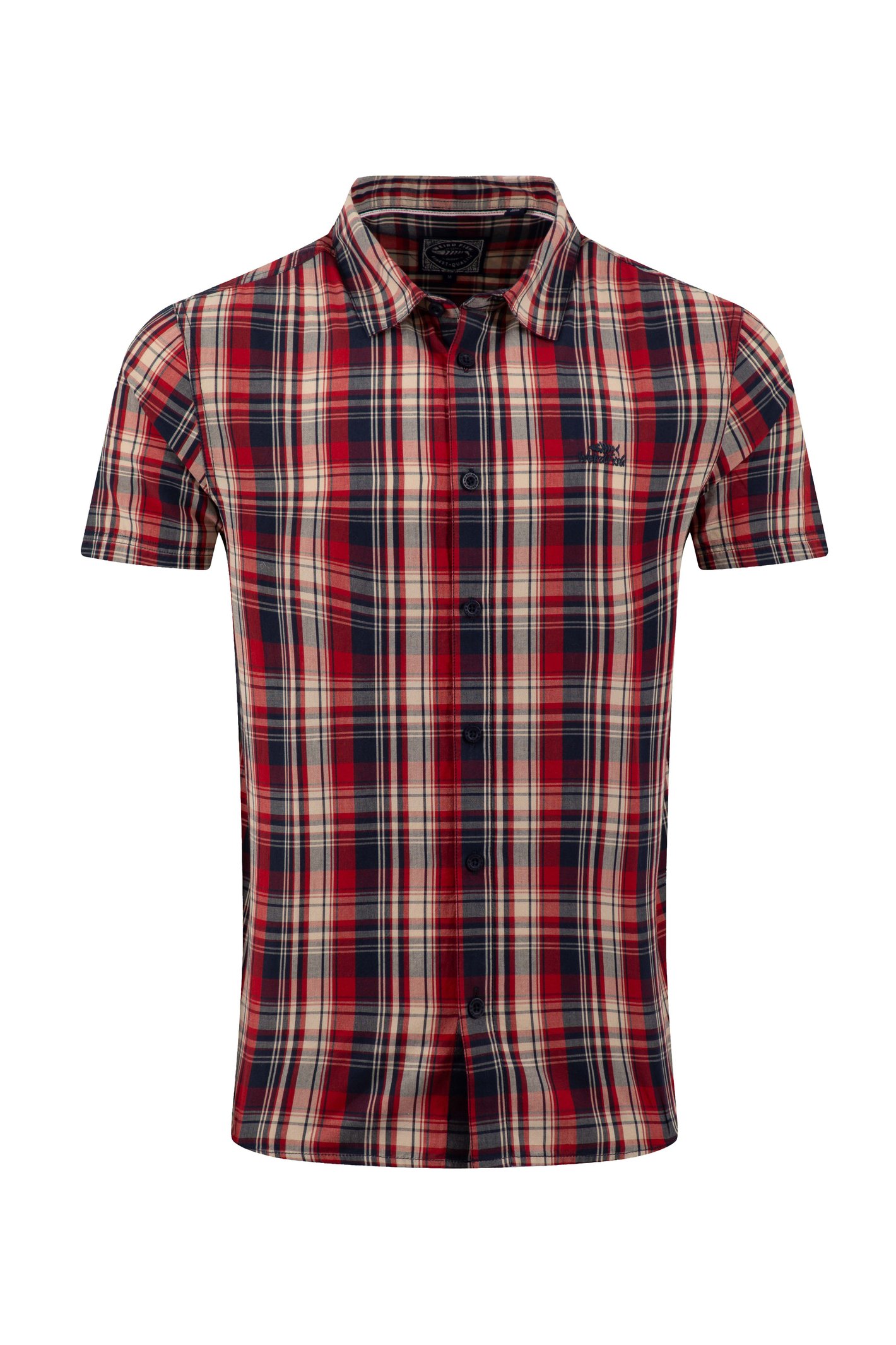 Weird Fish Judd Short Sleeve Check Shirt Dark Blue Size 2XL