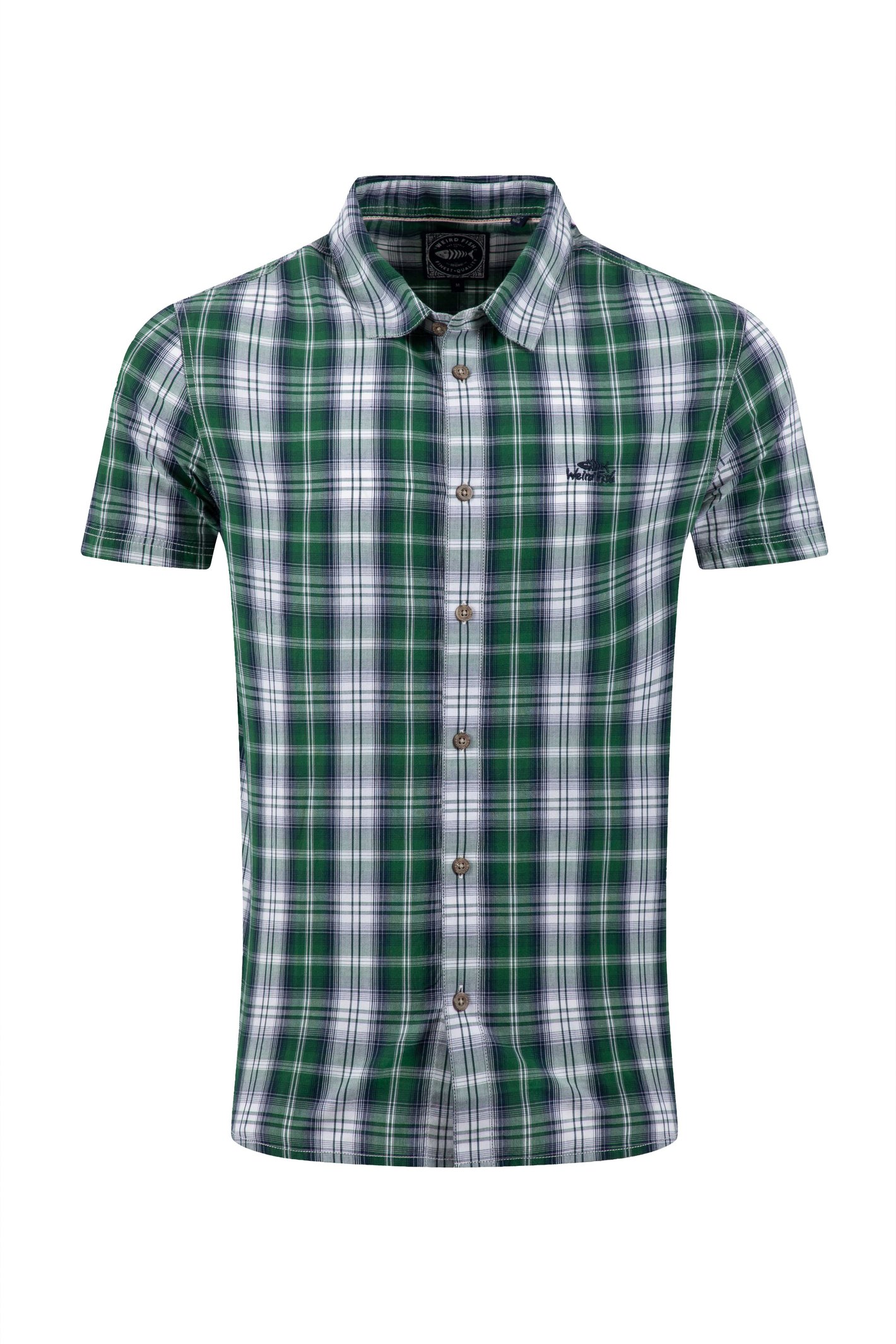 Weird Fish Judd Short Sleeve Check Shirt Irish Moss Size 5XL