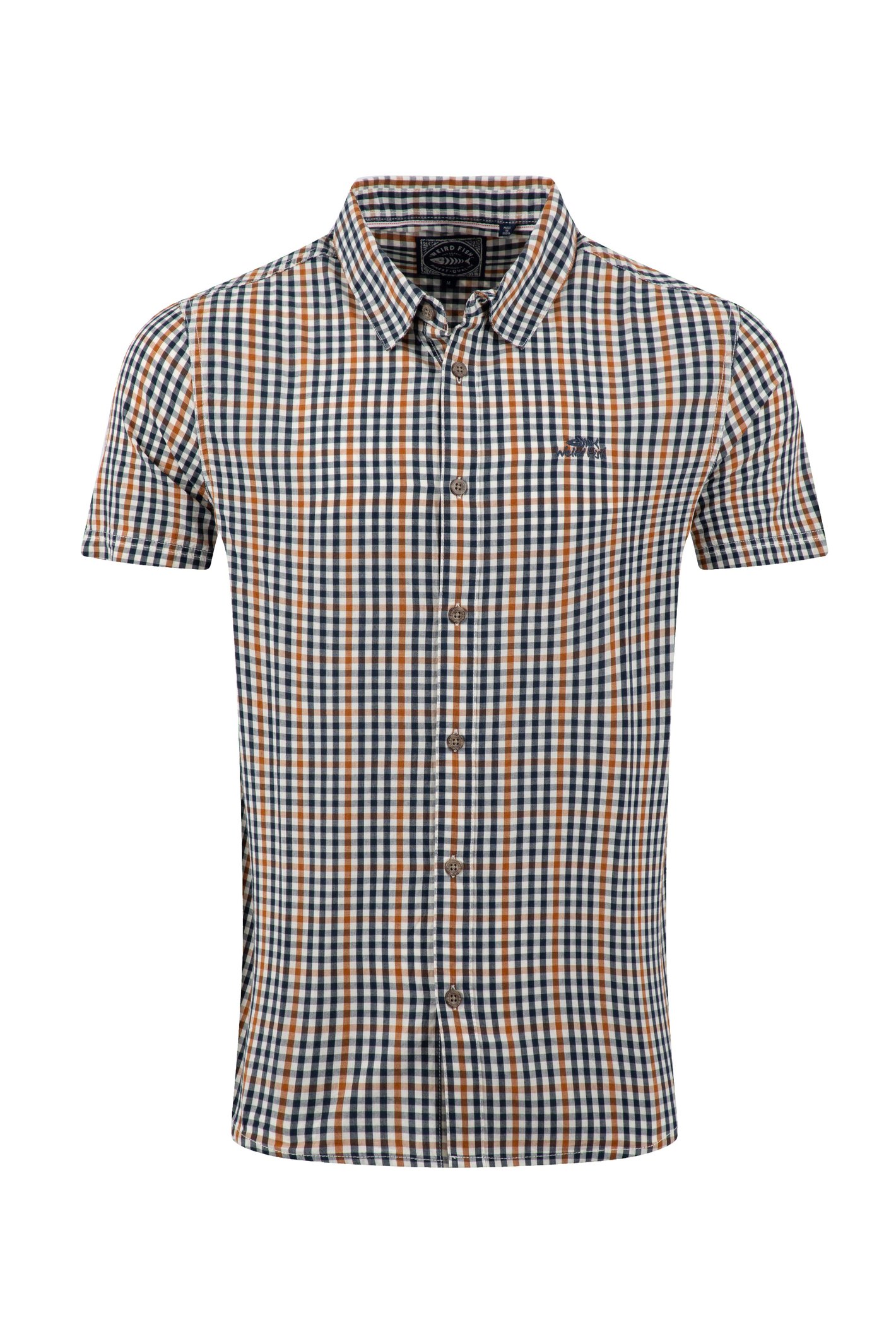 Weird Fish Judd Short Sleeve Check Shirt Mustard Size XL