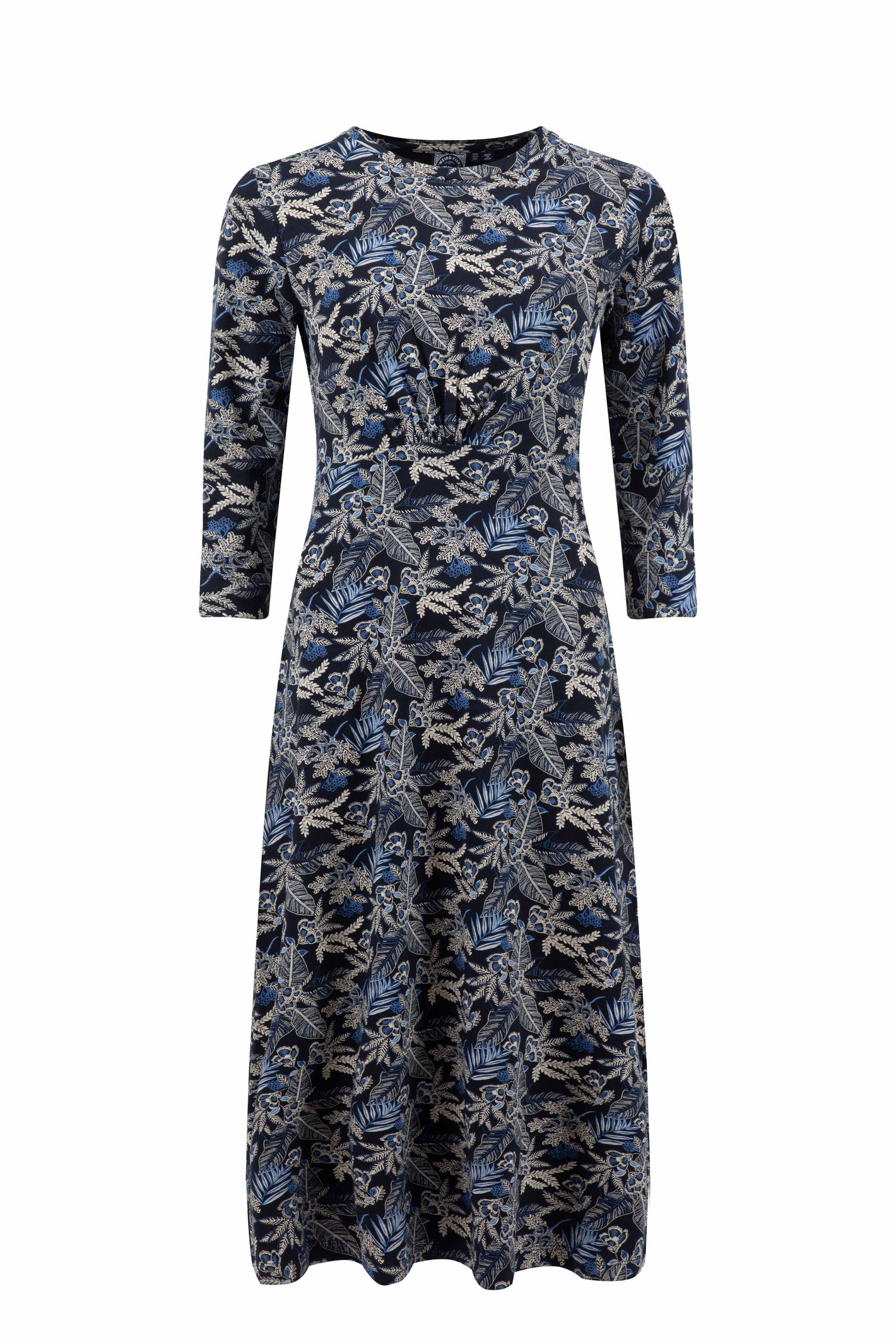 Weird Fish Felicity Printed Jersey Midi Dress Night Blue Size 8