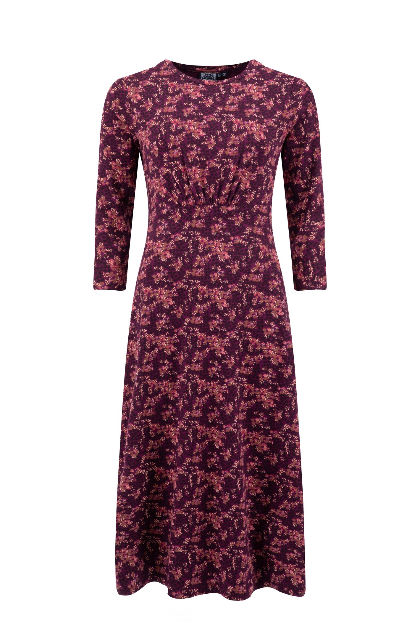 Weird Fish Felicity Printed Jersey Midi Dress Purple Wine Size 22