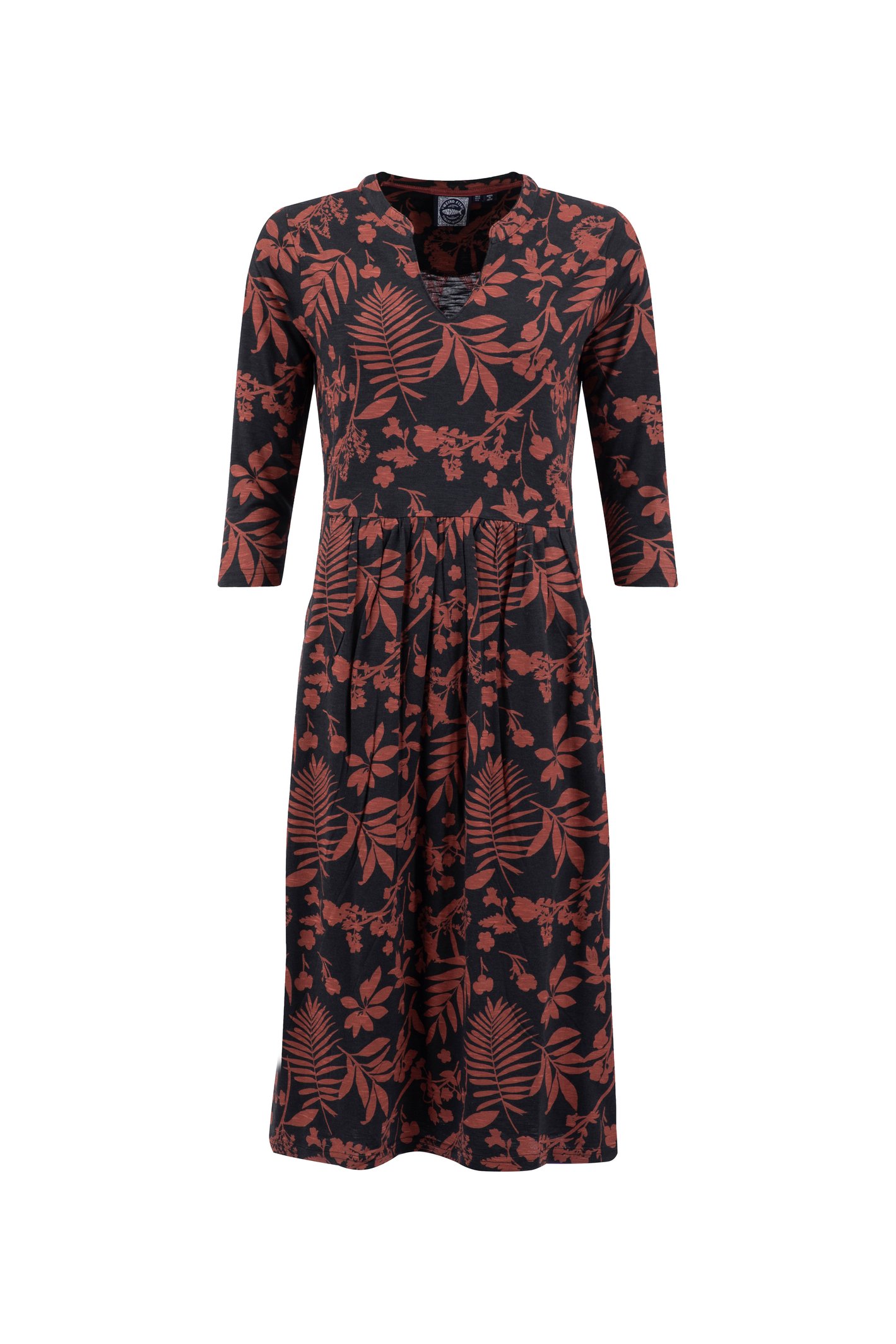 Weird Fish Isolde Printed Jersey Midi Dress Bitter Chocolate Size 22