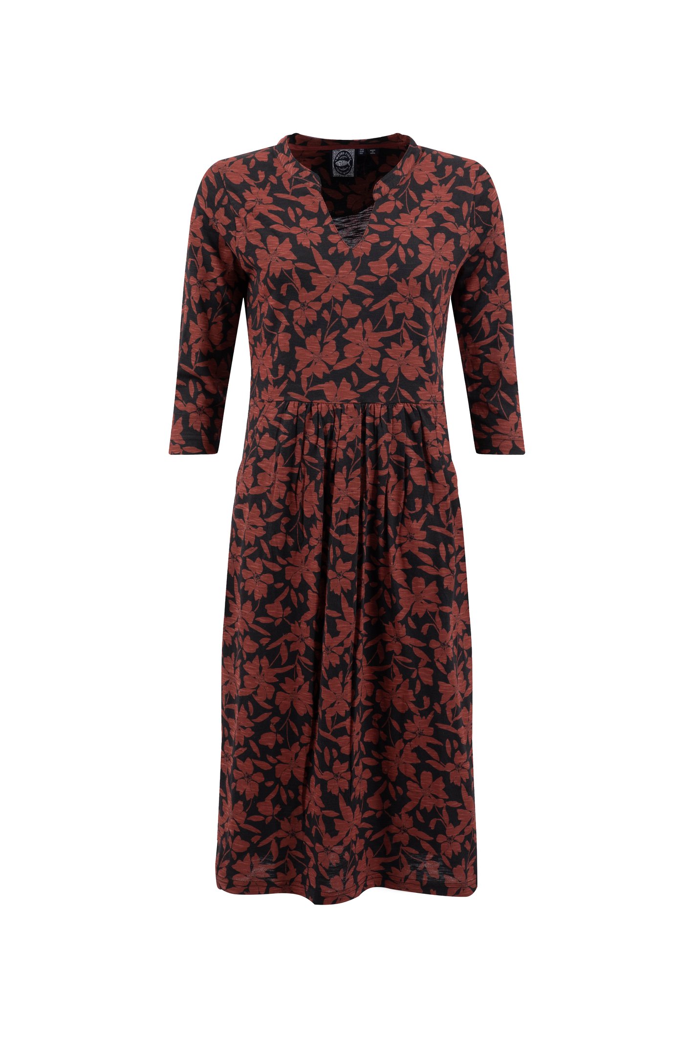 Weird Fish Isolde Printed Jersey Midi Dress Conker Size 14