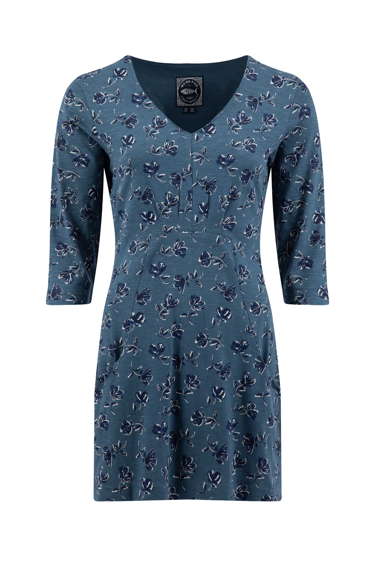 Weird Fish Arielle Printed Jersey 3/4 Sleeve Tunic Adriatic Blue Size 16