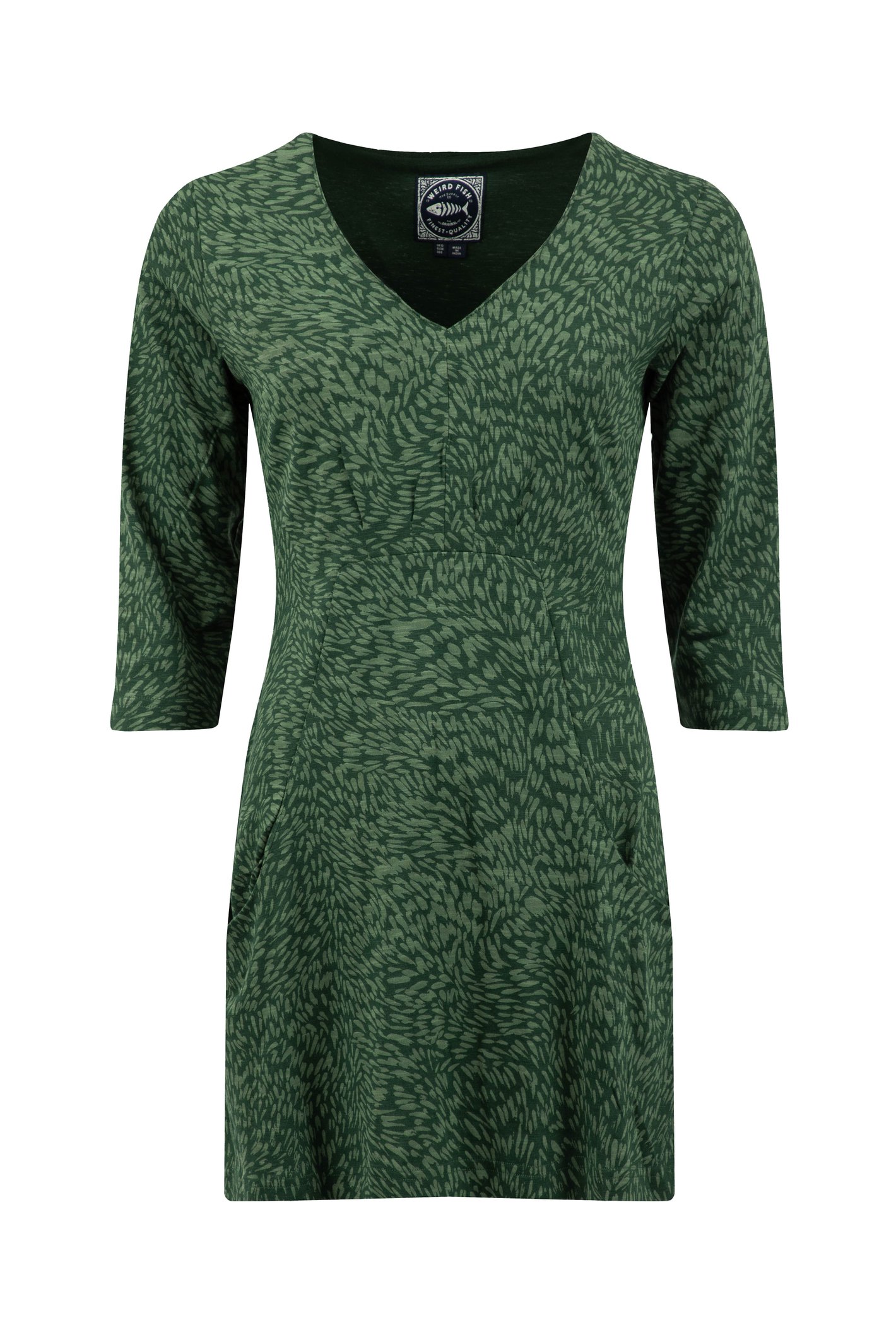 Weird Fish Arielle Printed Jersey 3/4 Sleeve Tunic Apple Green Size 18