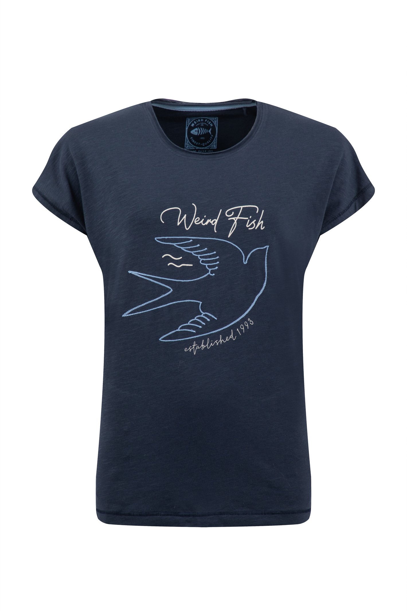 Weird Fish Glide Front Print Graphic T-Shirt Navy Size 16