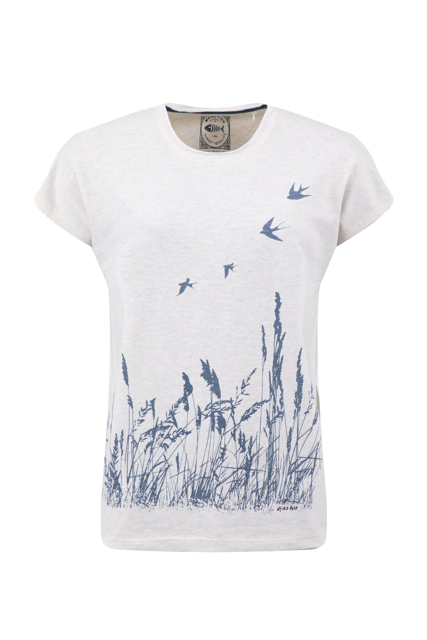 Weird Fish Swooping Swallows Front Print Graphic T-Shirt Oatmeal Marl Size 20
