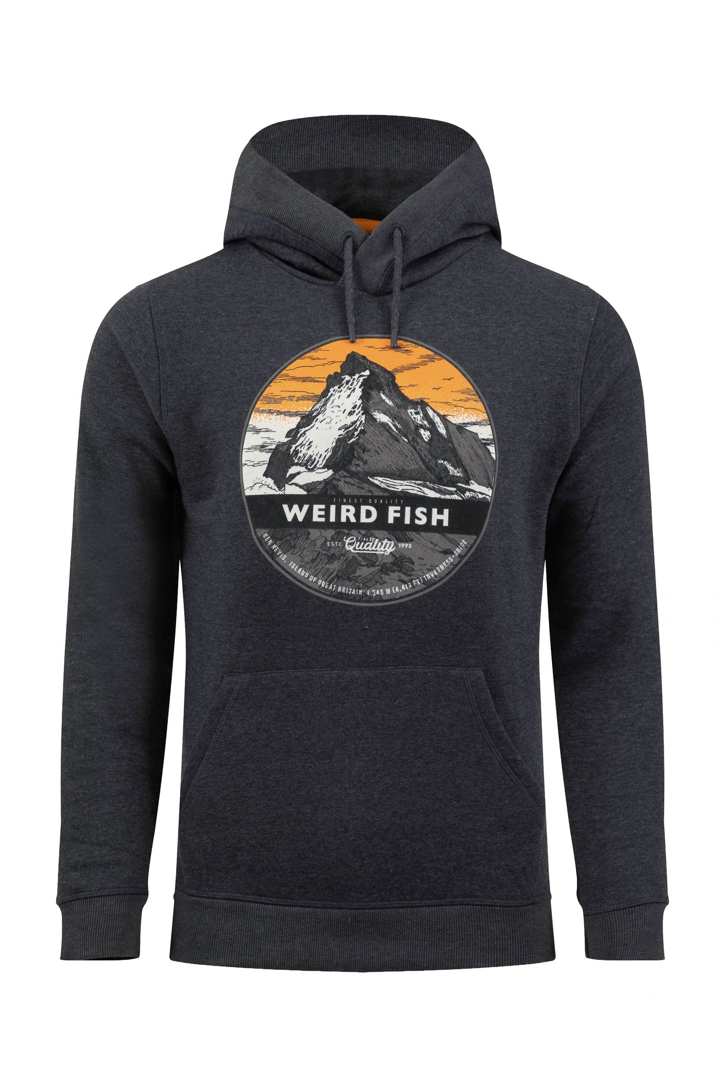 Weird Fish Wills Front Print Graphic Popover Hoodie Black Size M