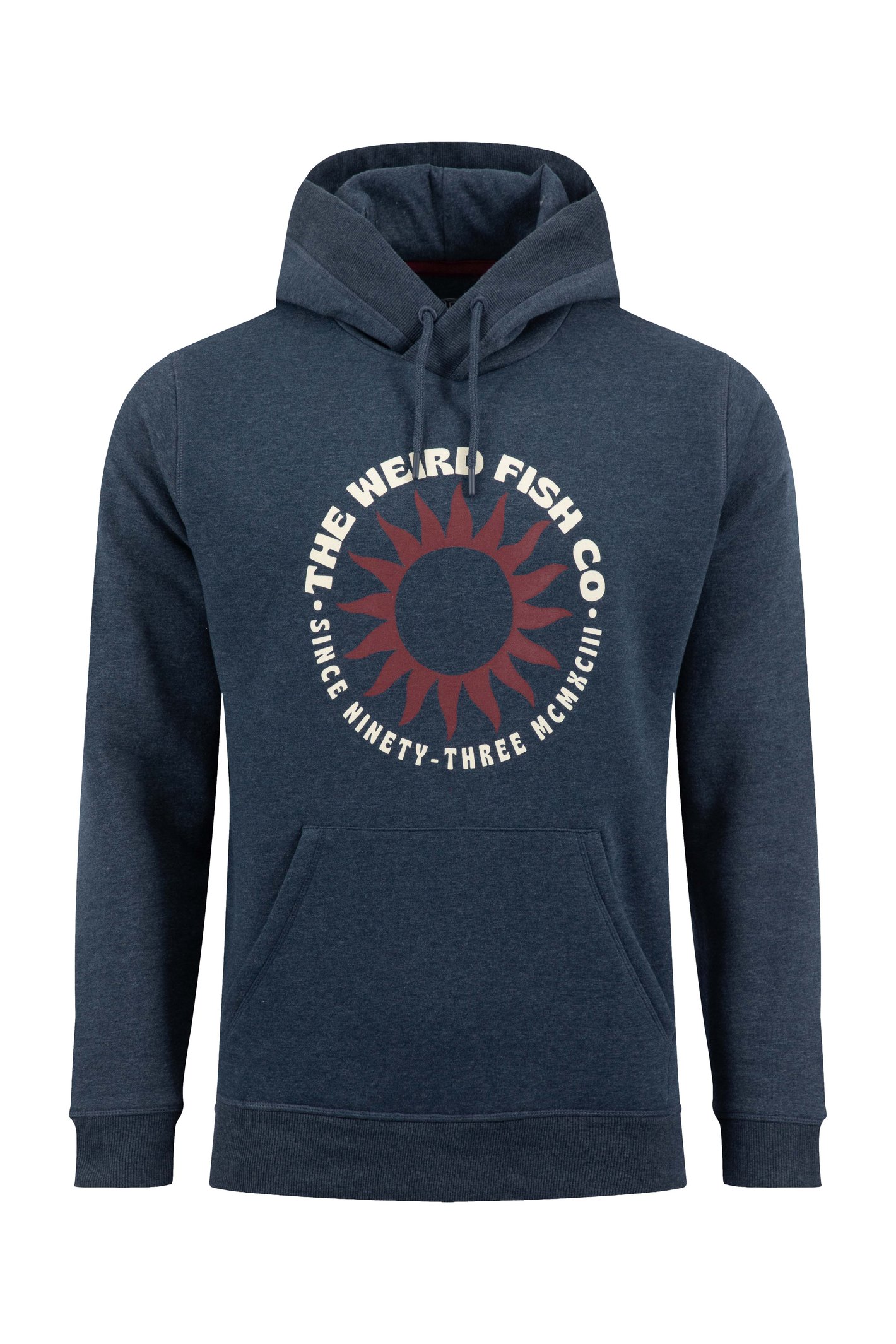 Weird Fish Wills Front Print Graphic Popover Hoodie Navy Size L