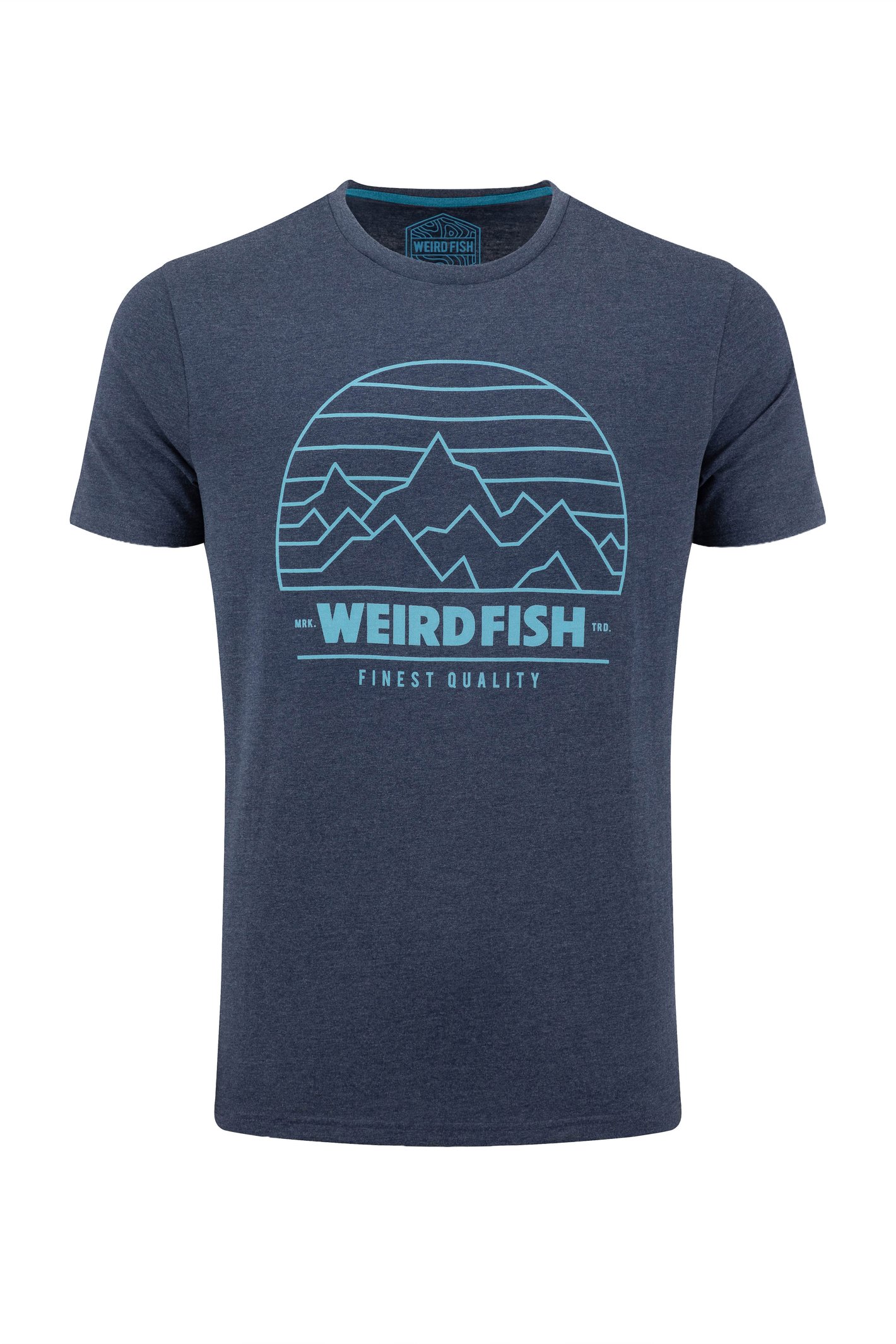 Weird Fish Off Grid Front Print Graphic T-Shirt Dark Blue Size 2XL
