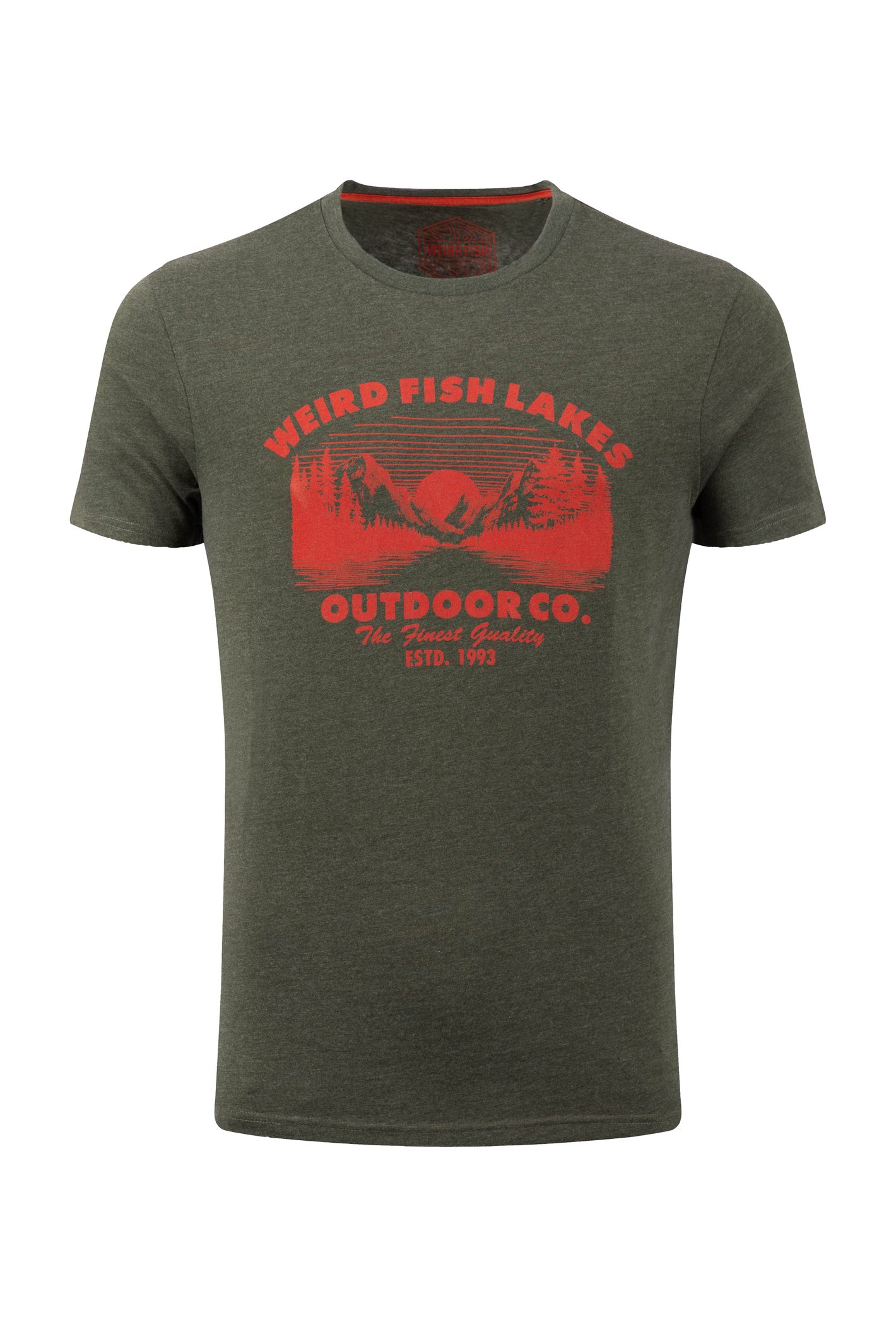 Weird Fish Lakes Front Print Graphic T-Shirt Fir Green Size L