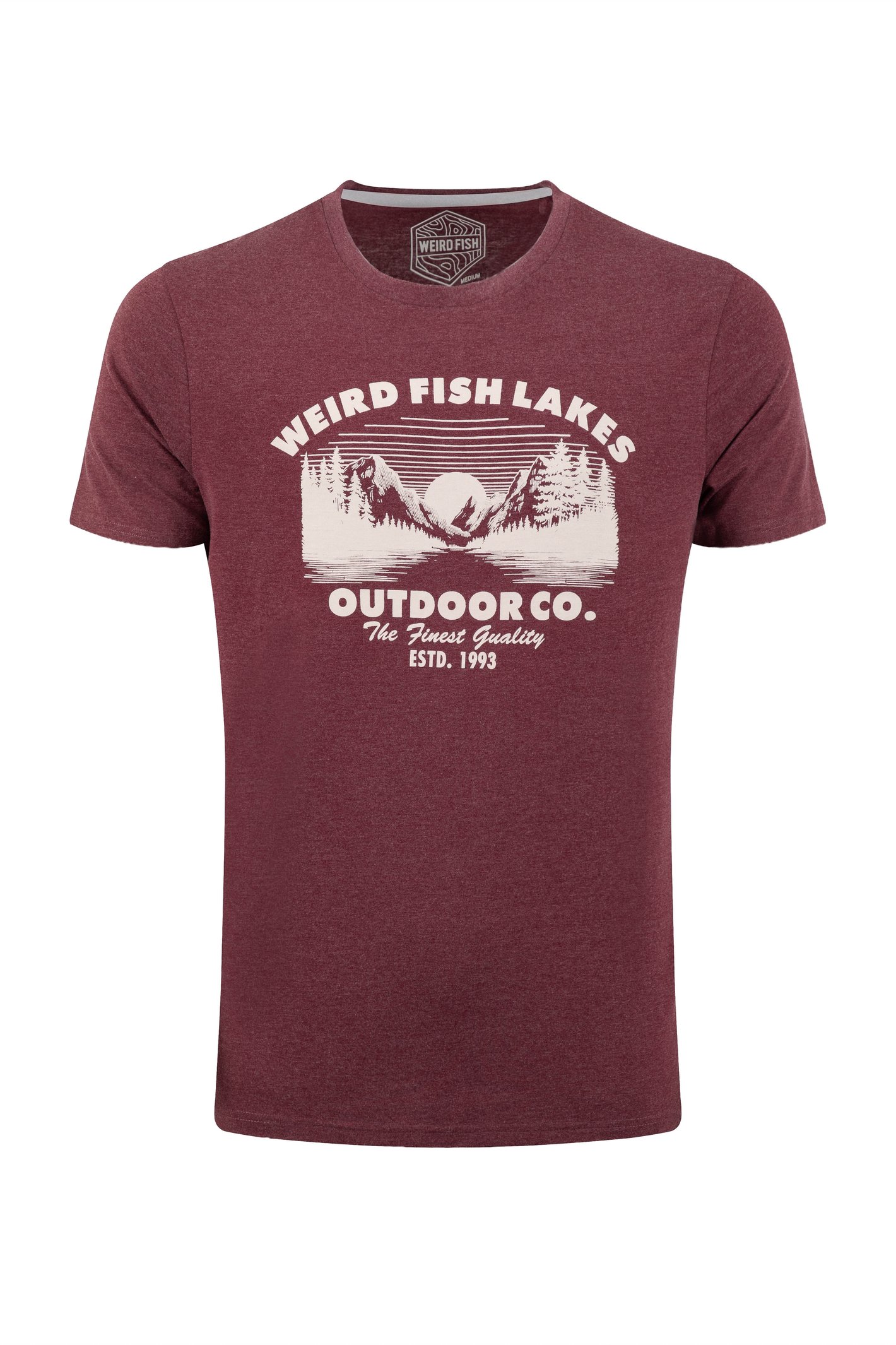 Weird Fish Lakes Front Print Graphic T-Shirt Red Grape Size 4XL