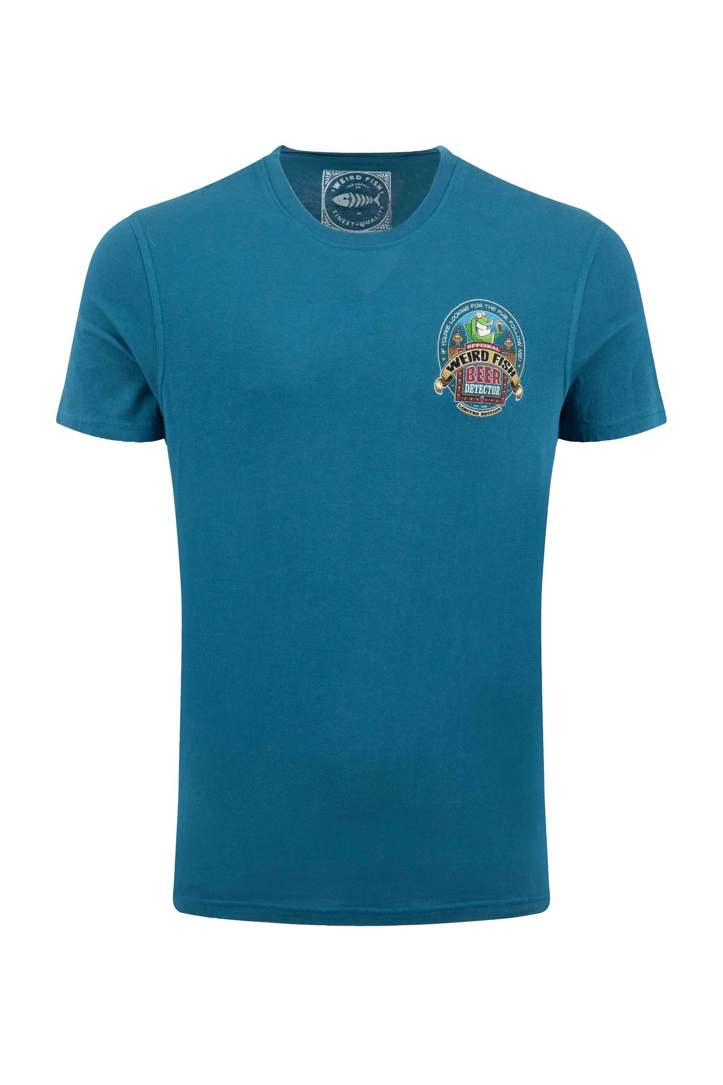 Weird Fish Beer Detector Back Print Artist T-Shirt Sea Blue Size S