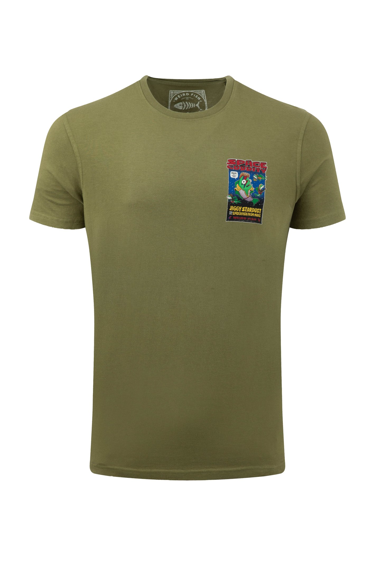 Weird Fish Space Coddity Back Print Artist T-Shirt Olive Moss Size M