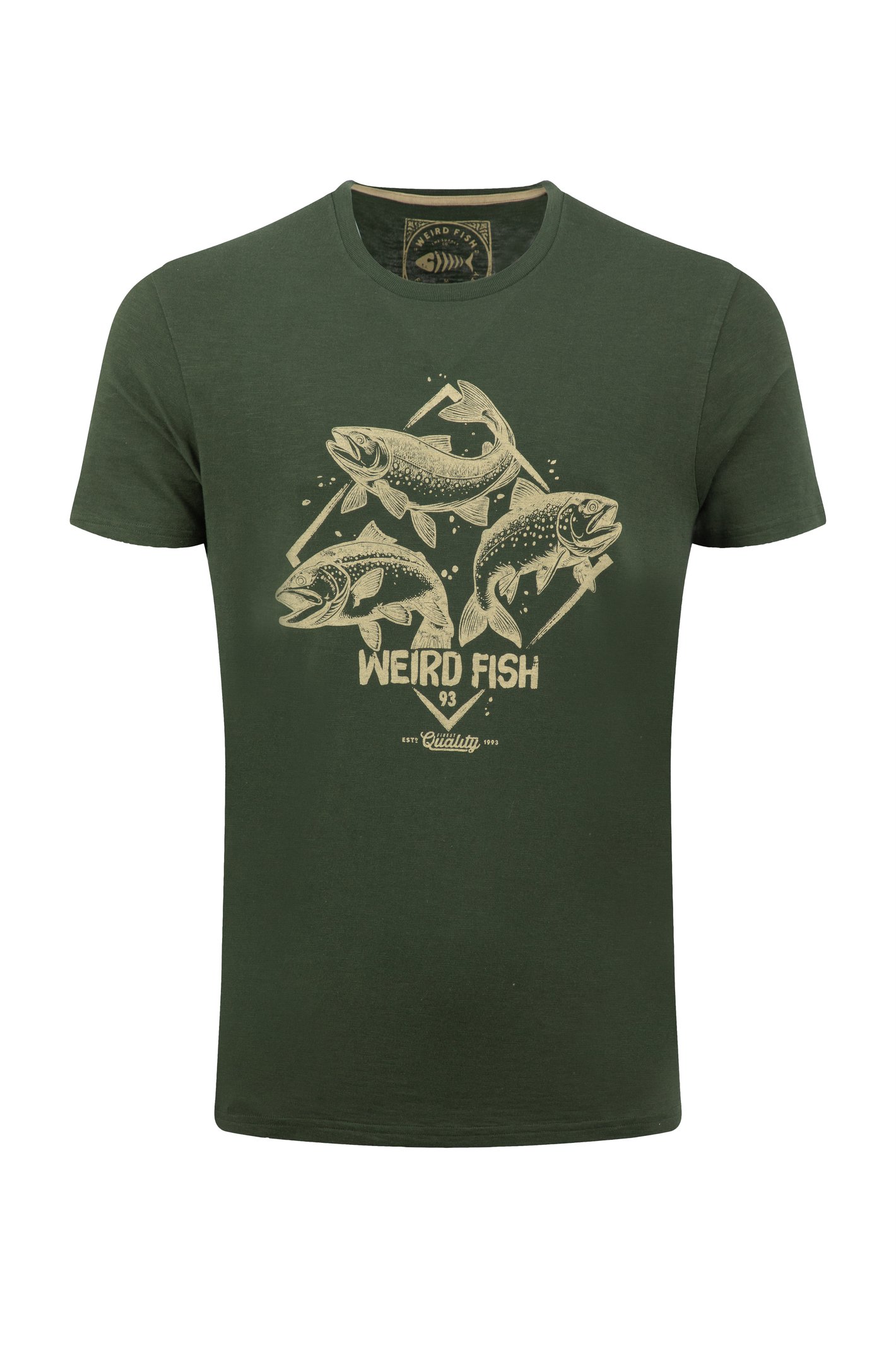 Weird Fish Jumping Fish Front Print Graphic T-Shirt Duck Green Size M