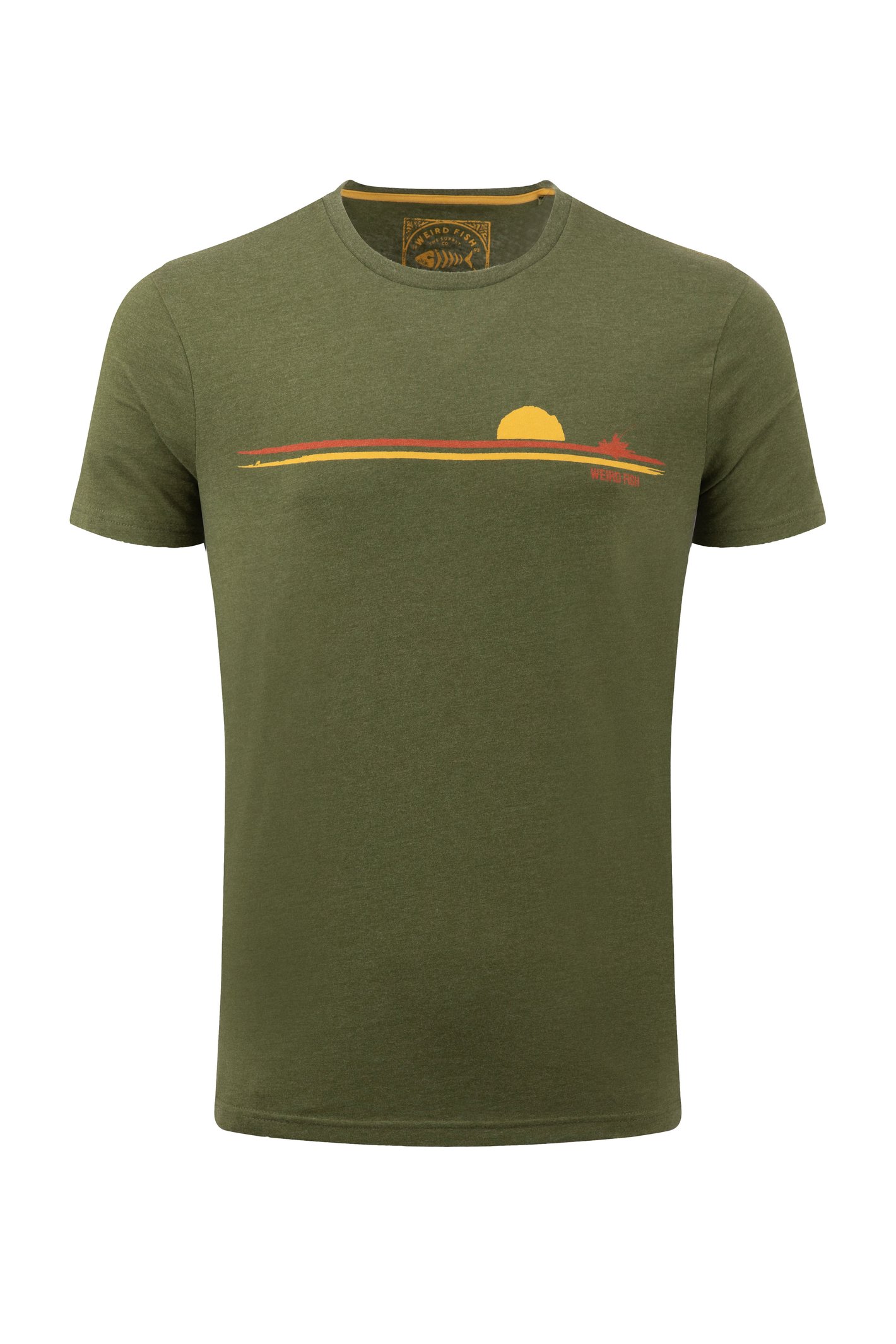 Weird Fish Fishing Front Print Graphic T-Shirt Dark Olive Size 3XL