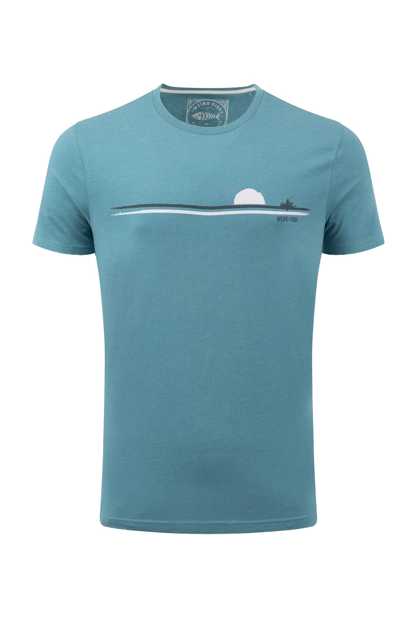 Weird Fish Fishing Front Print Graphic T-Shirt Smoked Blue Size S