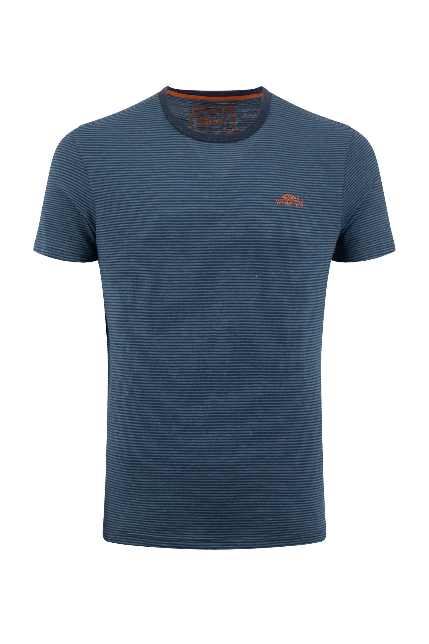 Weird Fish Newland Tonal Slub Stripe T-Shirt Navy Size XL
