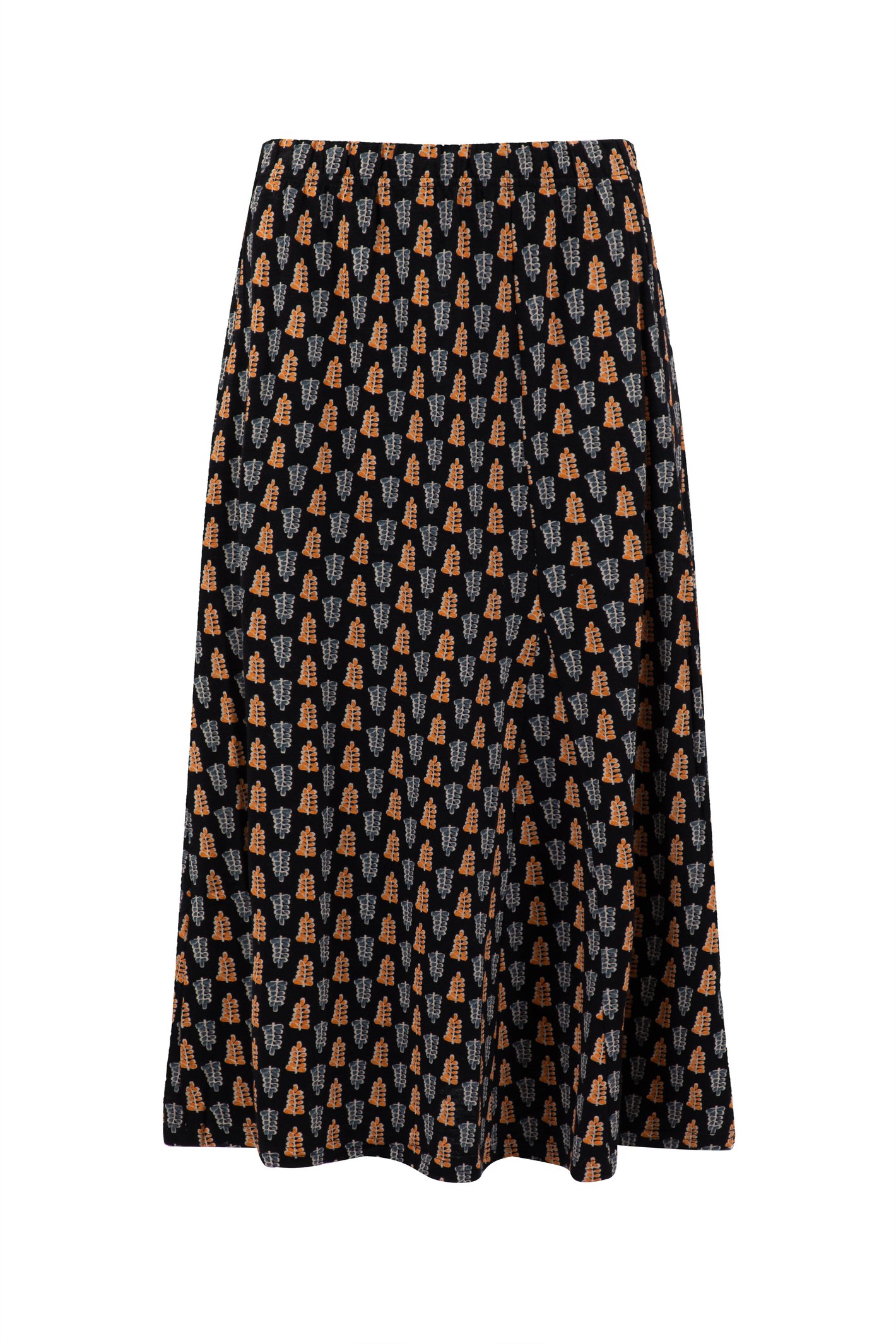 Weird Fish Romaro Printed Jersey Midi Skirt Yellow Iris Size 22
