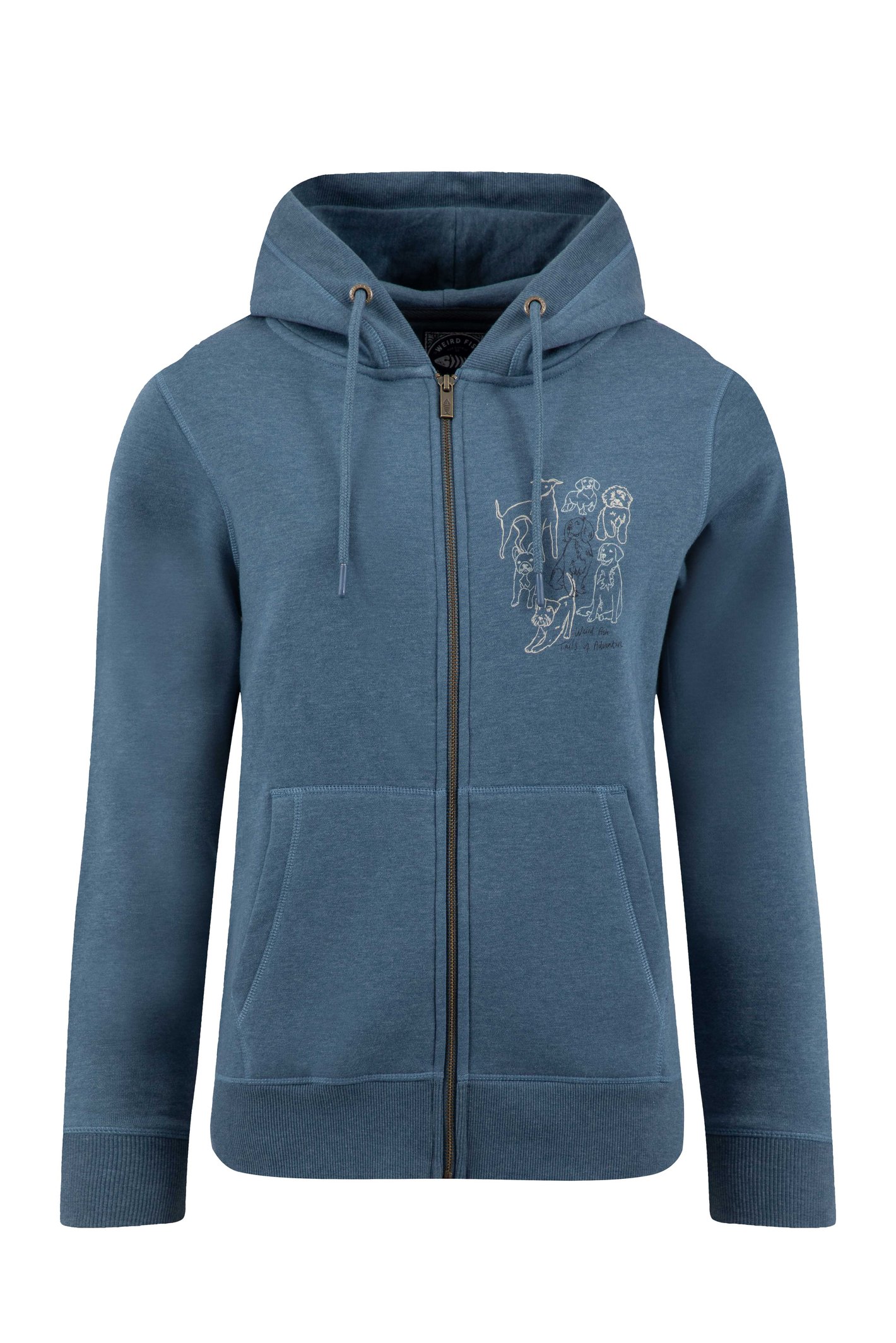 Weird Fish Franchises Graphic Full Zip Hoodie Ash Blue Size 10