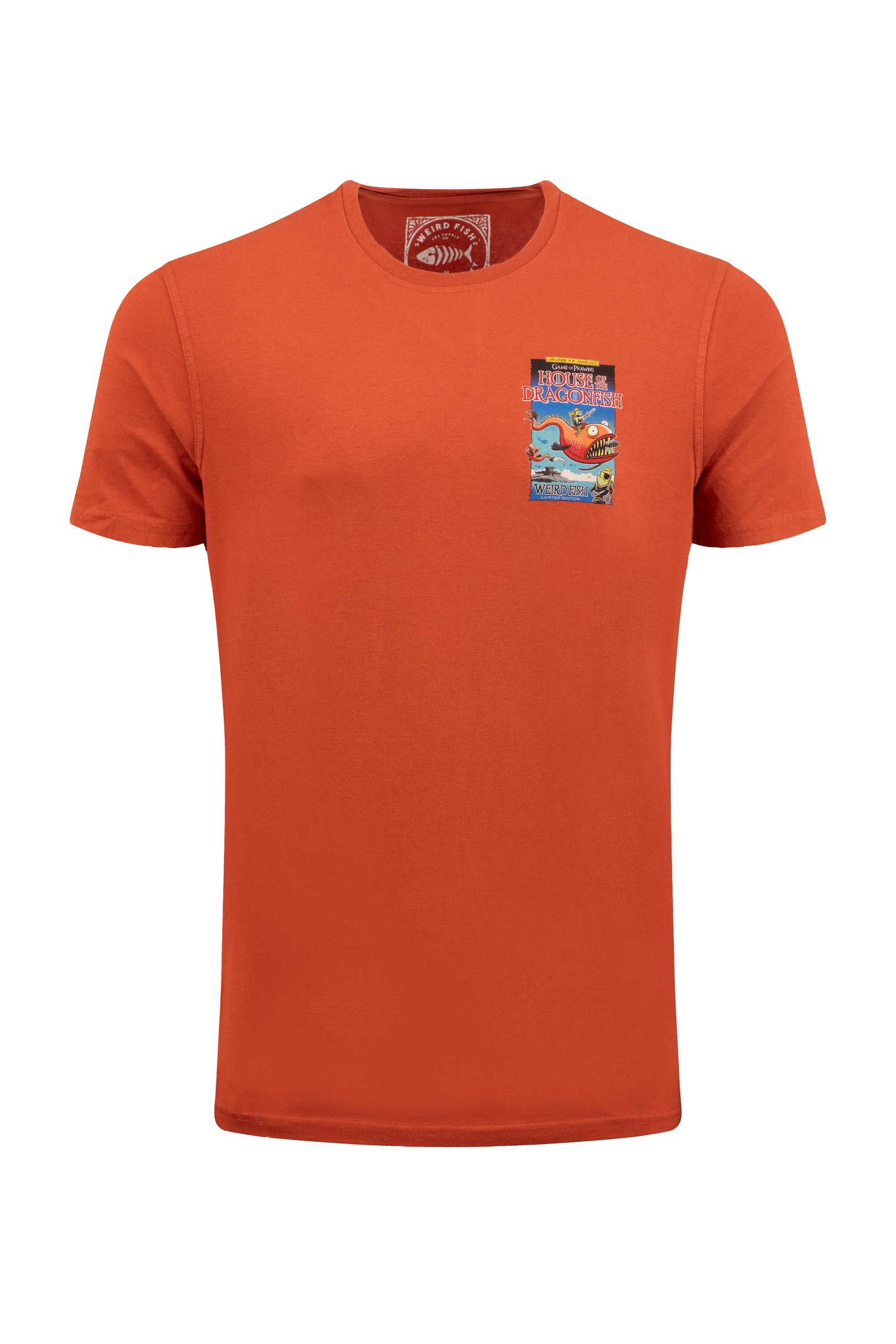 Weird Fish House Of The Dragonfish Back Print Artist T-Shirt Rust Leaves Size 4XL