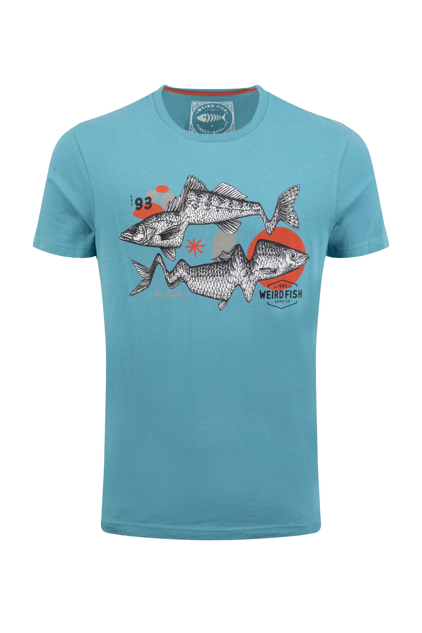Weird Fish Reflection Front Print Graphic T-Shirt Smoked Blue Size S