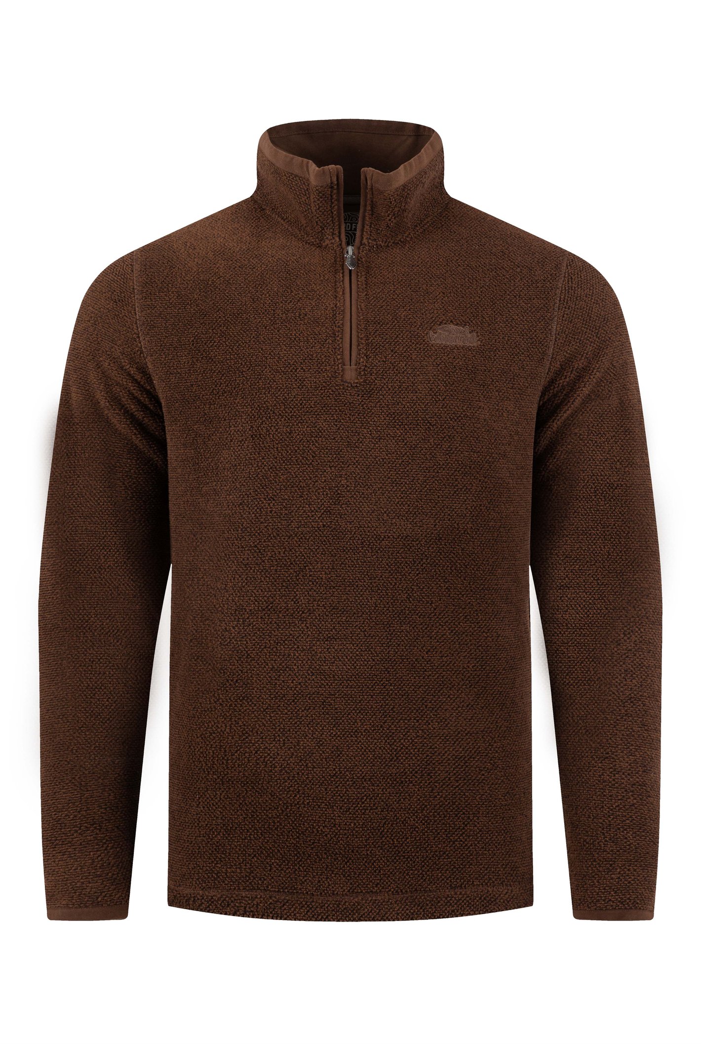 Weird Fish Weird Fish Errill 1/4 Zip Textured Fleece Chocolate