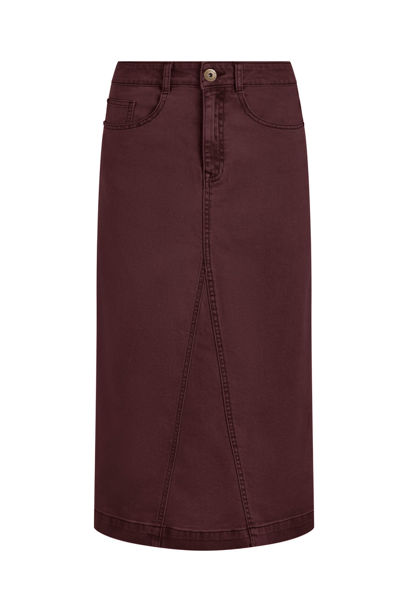 Weird Fish Juda Longline Denim Skirt Mulled Wine Size 10