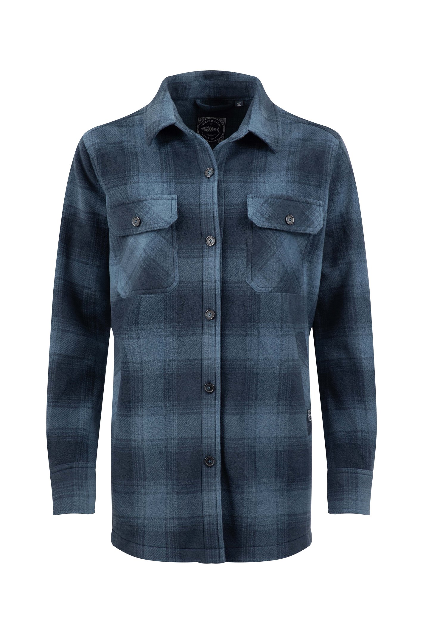 Weird Fish Autumn Check Fleece Shacket Ash Blue Size 22