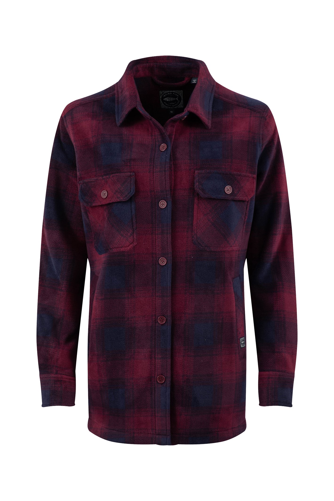 Weird Fish Autumn Check Fleece Shacket Red Grape Size 16