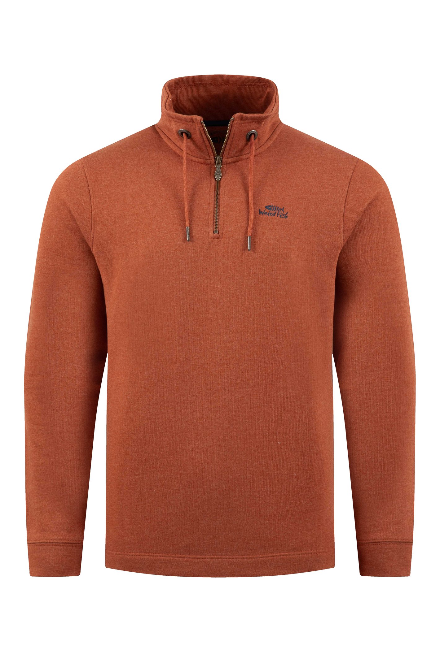 Weird Fish Brampton 1/4 Zip Sweatshirt Maple Brown Size XL