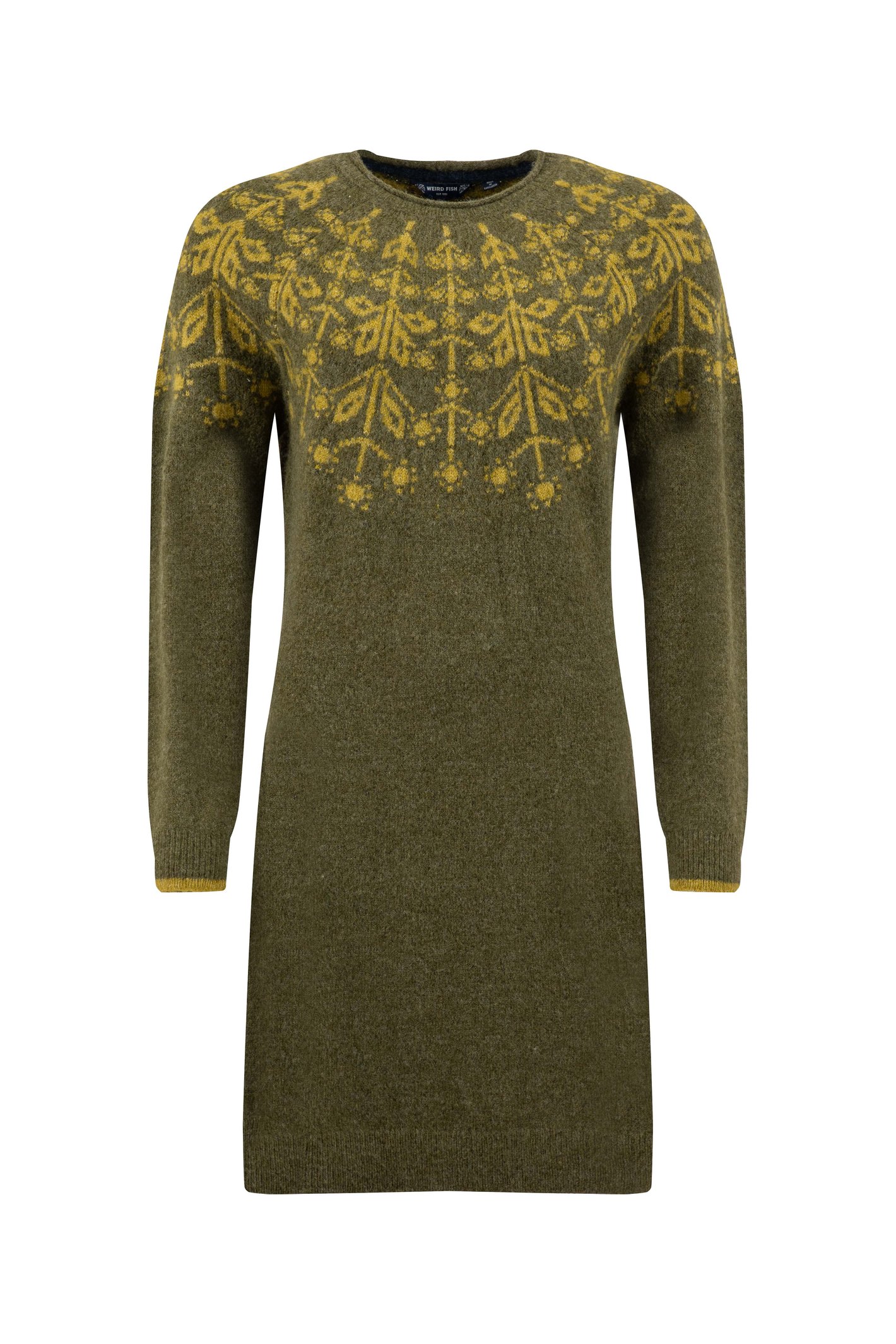 Weird Fish Blakely Fair Isle Knitted Dress Winter Green Size 10