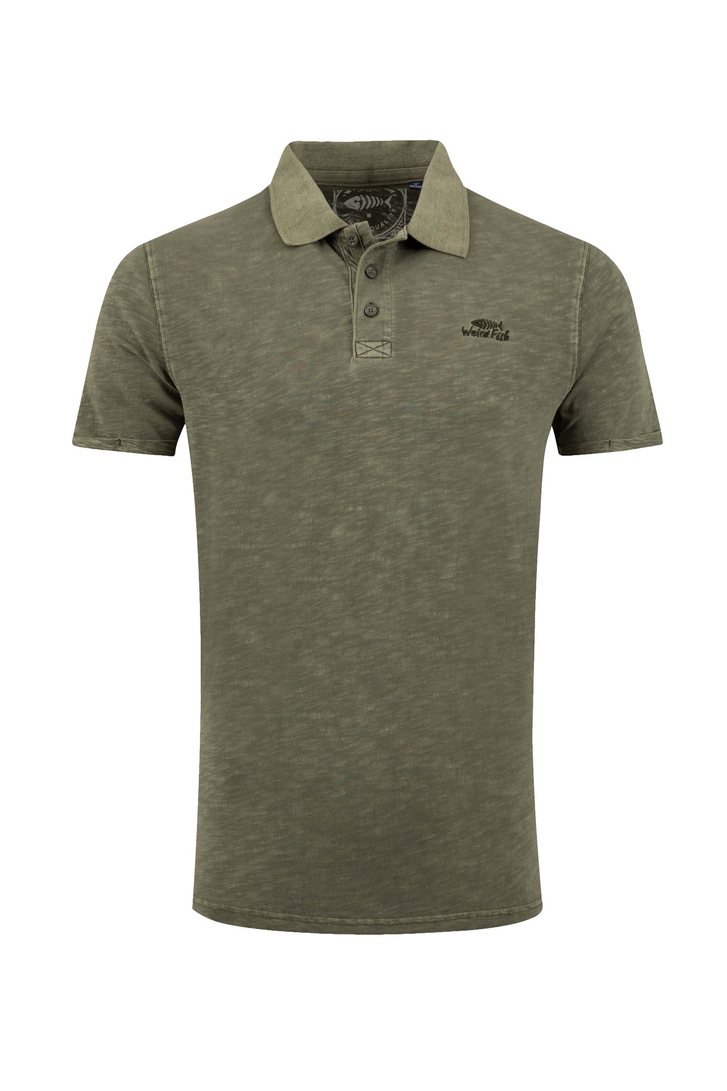 Weird Fish Indy Slub Polo Shirt Dark Olive Size M