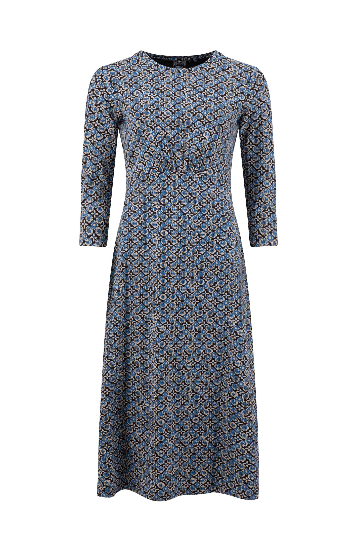 Weird Fish Felicity Printed Jersey Midi Dress Mood Indigo Size 10