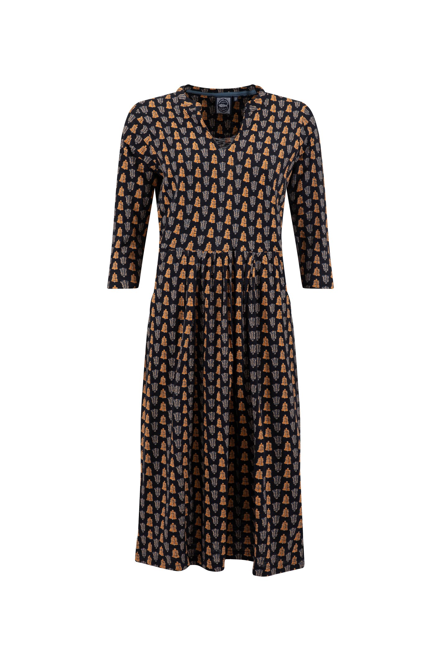 Weird Fish Isolde Printed Jersey Midi Dress Yellow Iris Size 8