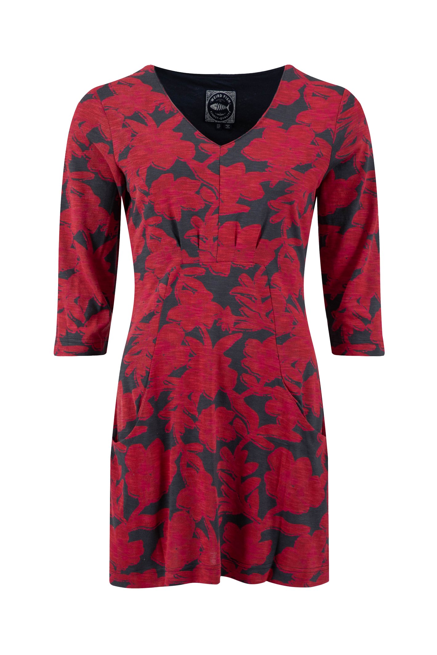 Weird Fish Arielle Printed Jersey 3/4 Sleeve Tunic Cranberry Size 10