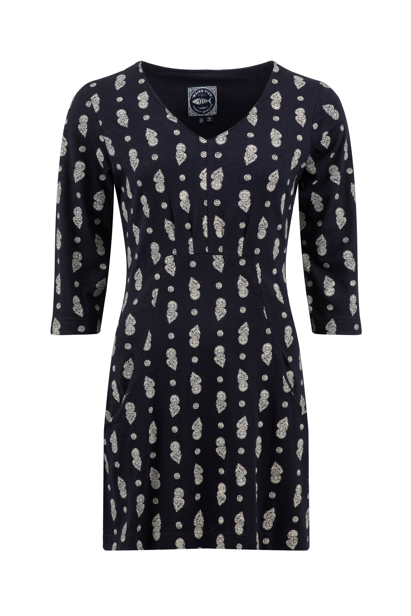 Weird Fish Arielle Printed Jersey 3/4 Sleeve Tunic Twilight Size 10