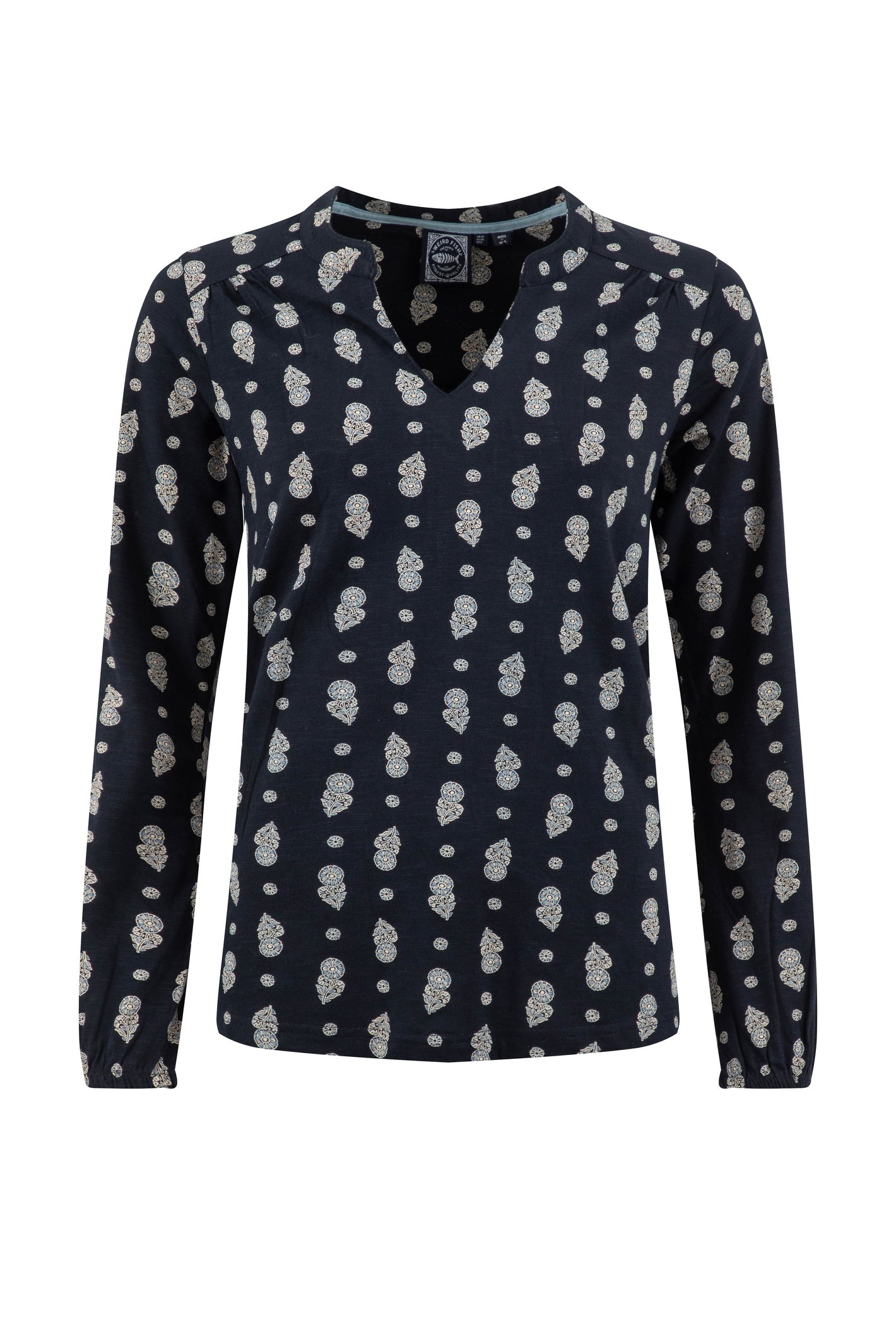 Weird Fish Brooke Printed V Neck Jersey Top Twilight Size 12