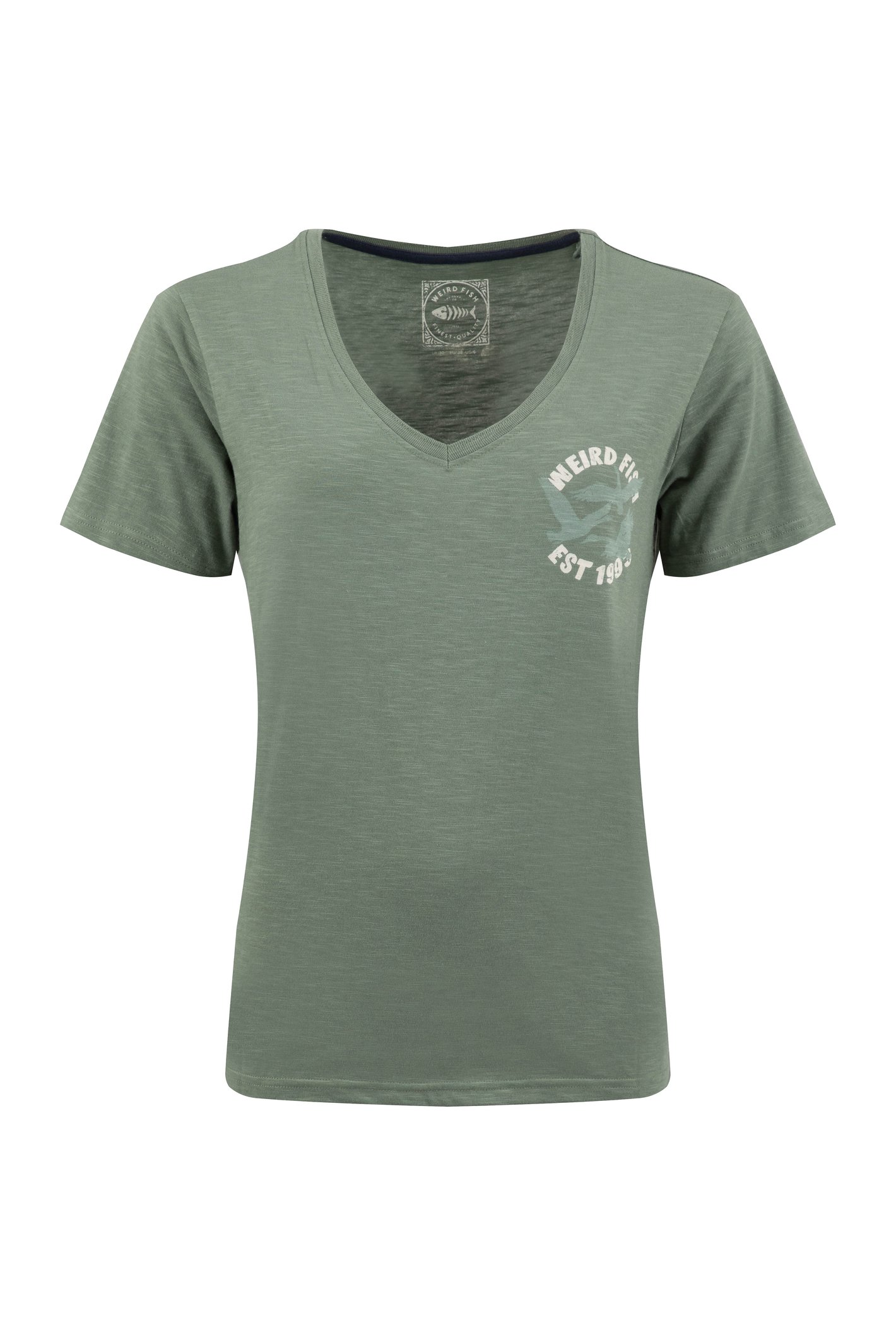 Weird Fish Weird Fish Elswyth Back Print Cotton Graphic T-Shirt Military Green
